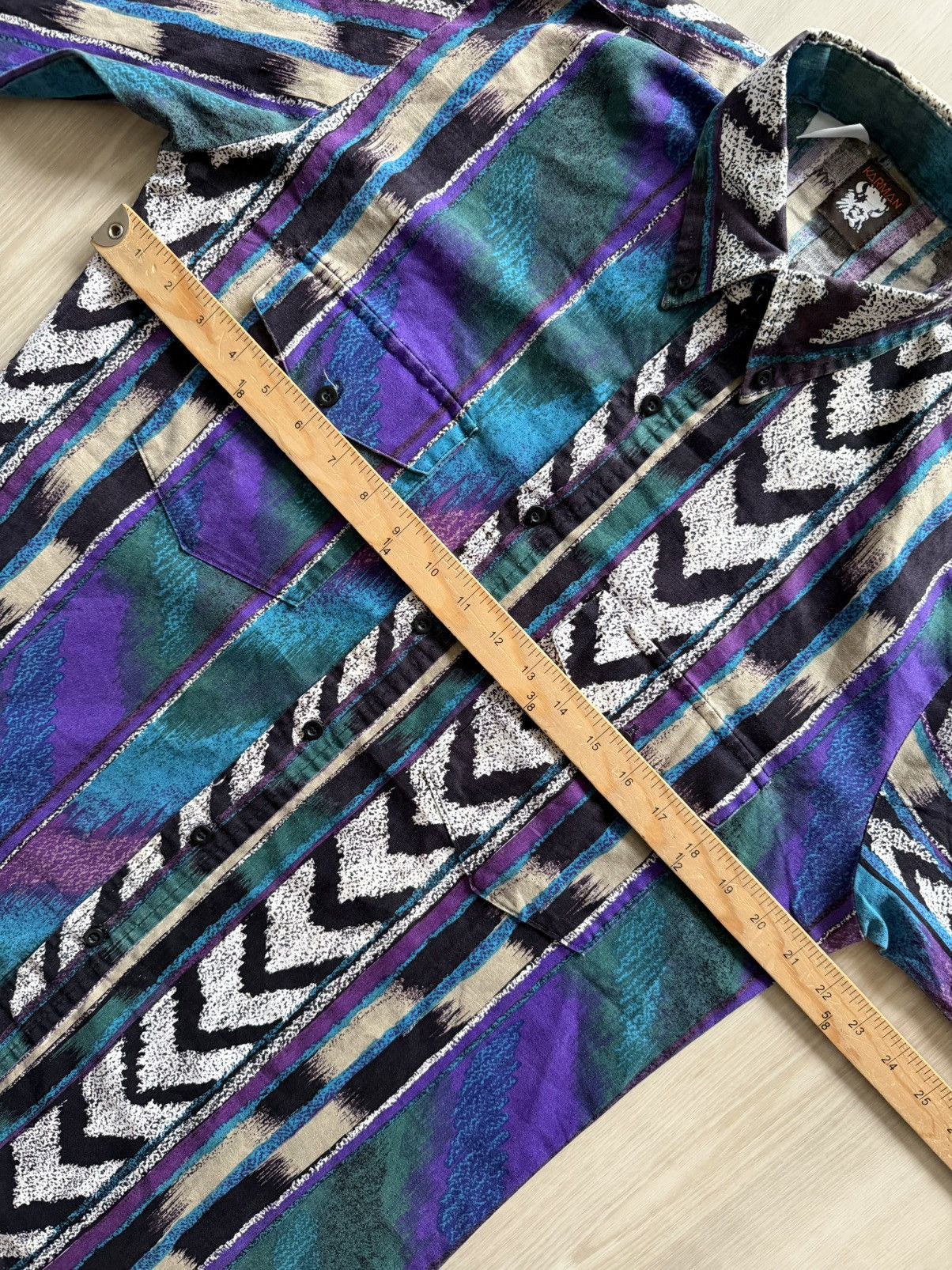 Vintage Vintage 90s Karman Western Striped Shirt Sz M Southwestern Size US M / EU 48-50 / 2 - 5 Thumbnail