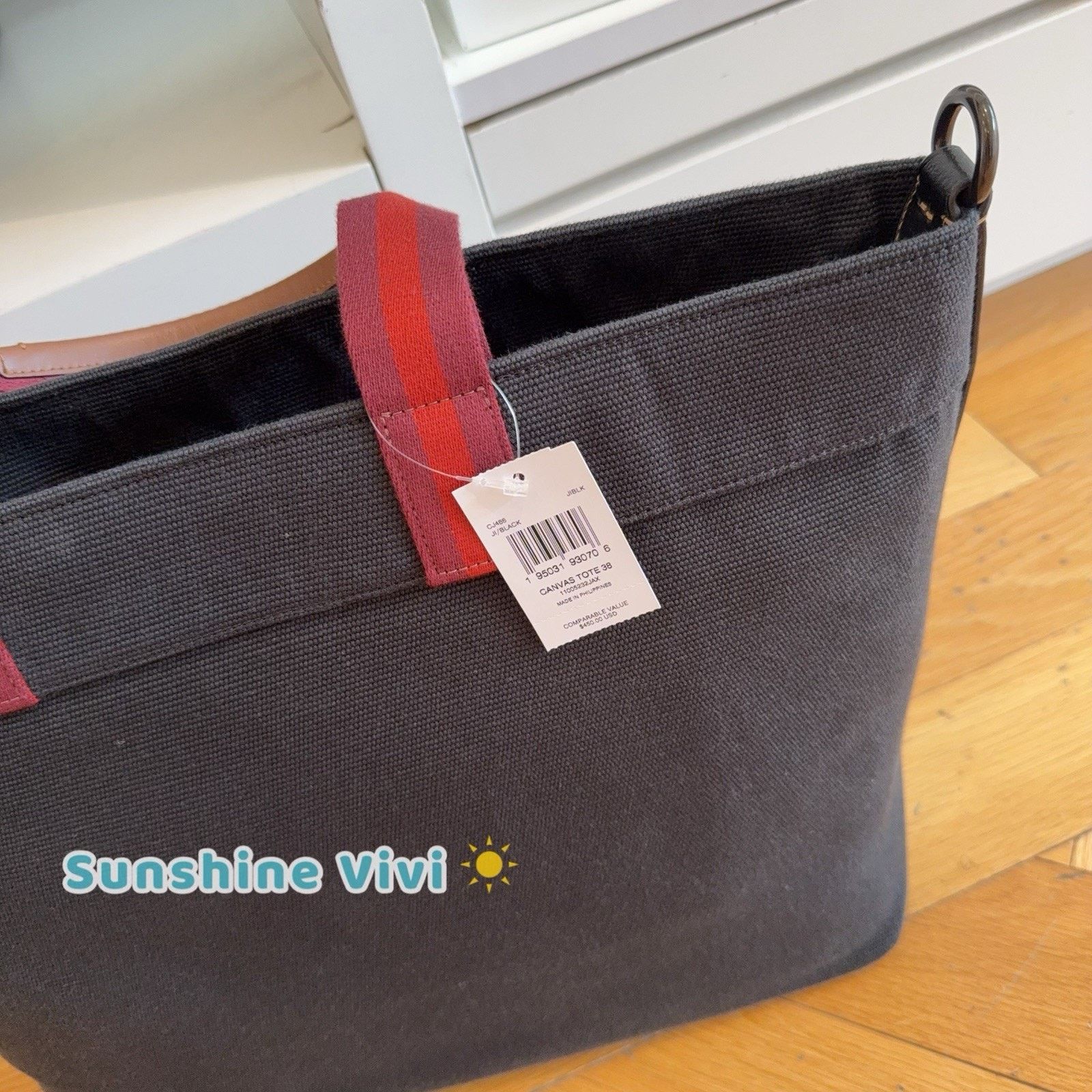 Coach NWT COACH CJ486 Canvas Tote 38 Tote Bag Black Canvas Size ONE SIZE - 3 Thumbnail