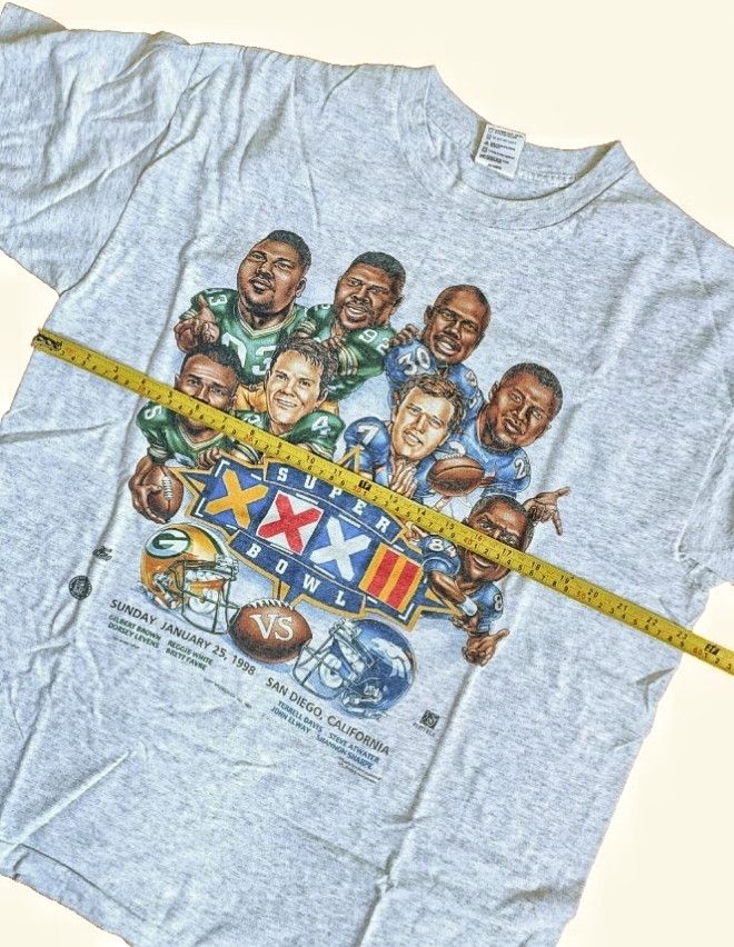 NFL × Vintage Vintage Super Bowl XXXII Caricature 1998 Full Print T-shirt Size US XL / EU 56 / 4 - 9 Thumbnail