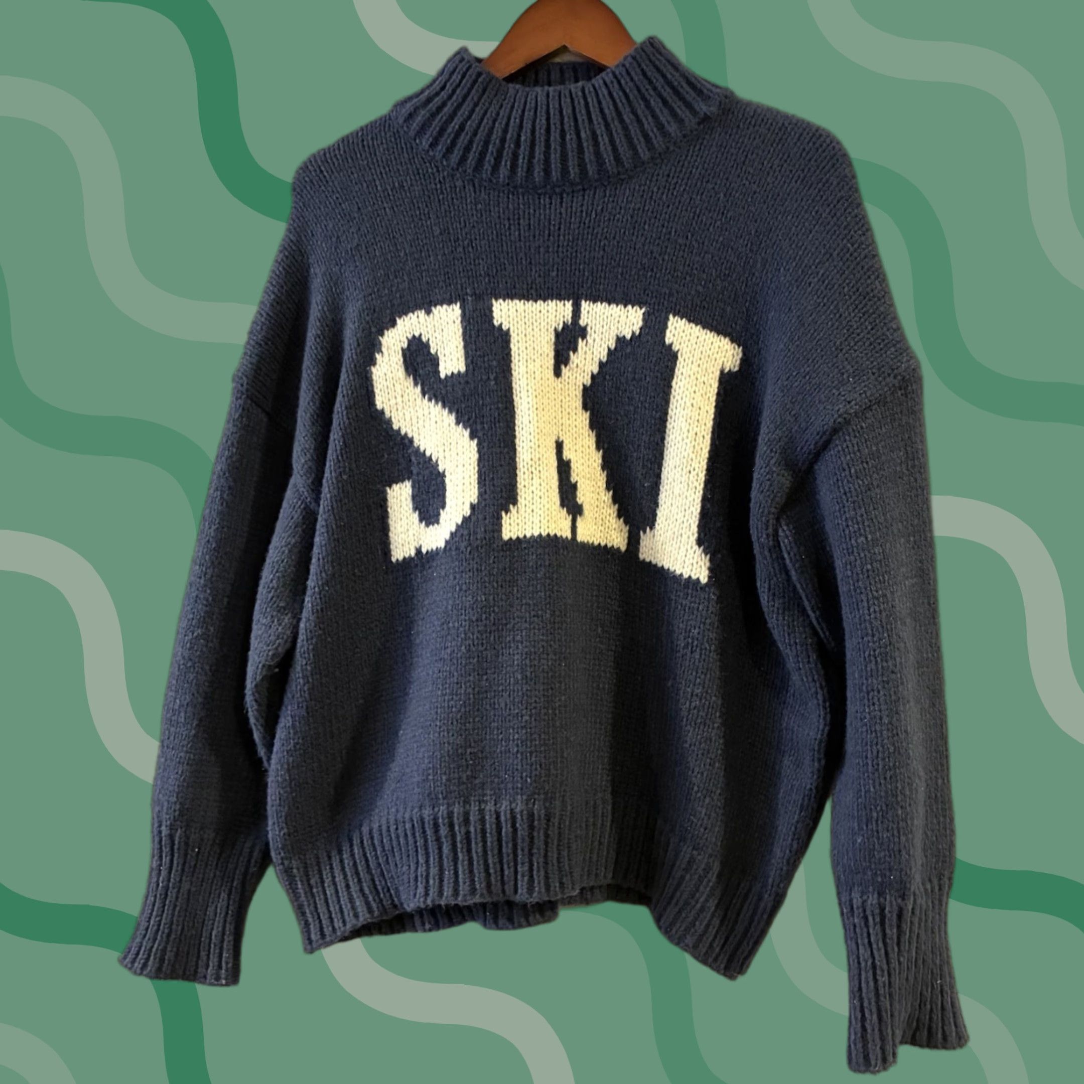 Vintage LELIS Blue Size Medium SKI Lettering Turtleneck Knit Sweater Outdoor Women’s Size M / US 6-8 / IT 42-44 - 1 Thumbnail