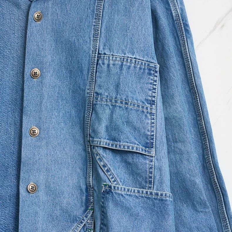 Greg Lauren Greg Lauren Men's Fringed Patchwork Washed Denim Jacket Size US M / EU 48-50 / 2 - 3 Thumbnail