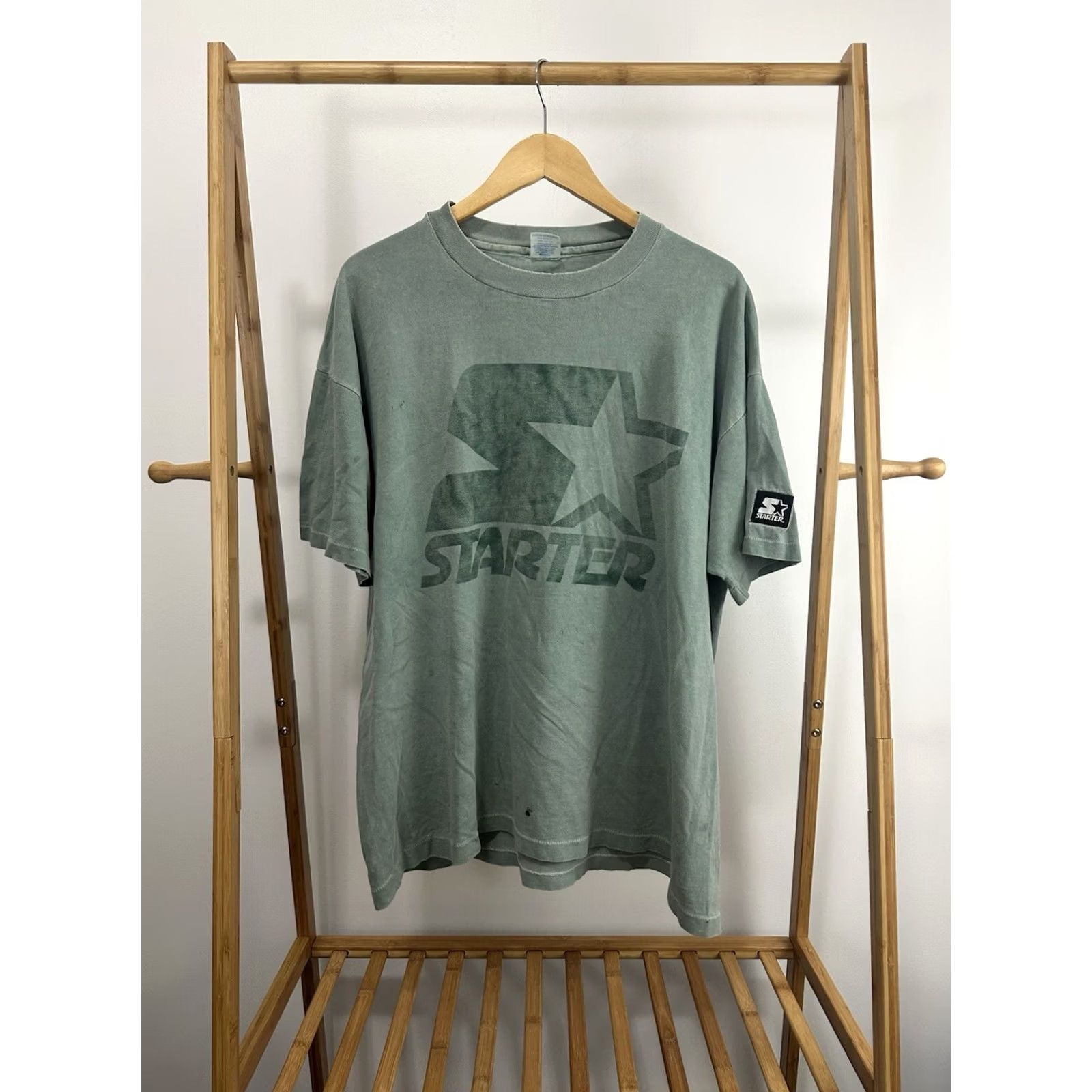 Starter VTG Starter T-Shirt Logo Cotton 90s Green L Mens Vintage Promo Big Logo Faded Worn Single Stitch Short Sleeve Size L Size US L / EU 52-54 / 3 - 2 Thumbnail
