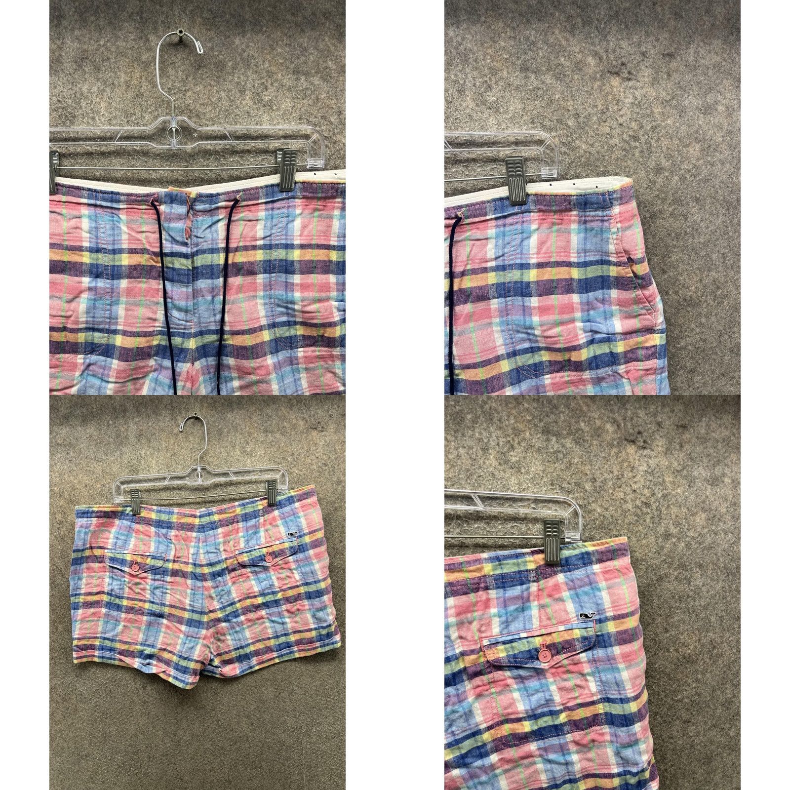 Vineyard Vines Vineyard Vines Shorts Womens 12 Multicolor Madras Linen Drawstring Casual Summer Size 34" / US 12 / IT 48 - 8 Thumbnail