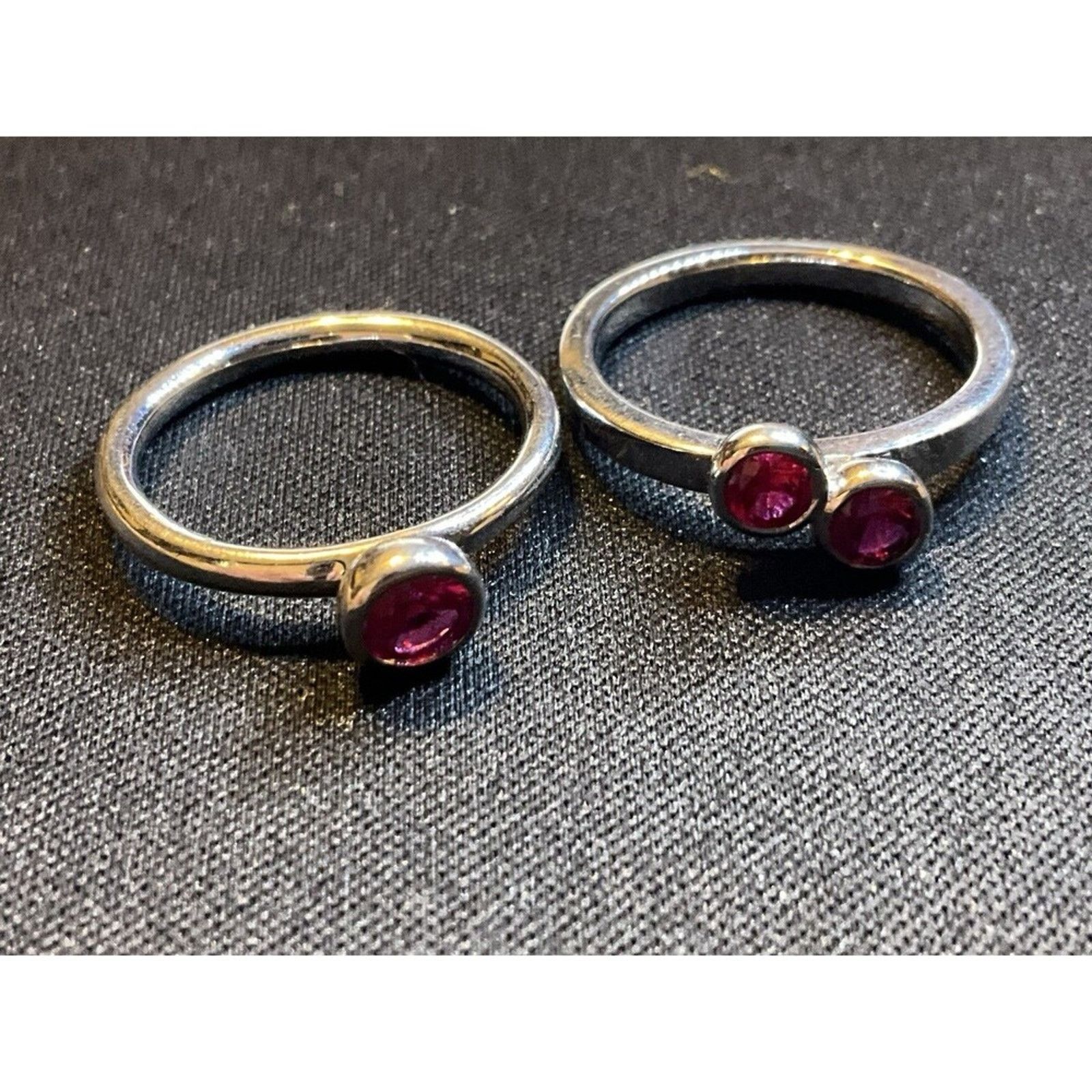Other 925 Sterling Silver 2 Ring Set Pink Topaz Stones Size 8 Size ONE SIZE - 6 Thumbnail