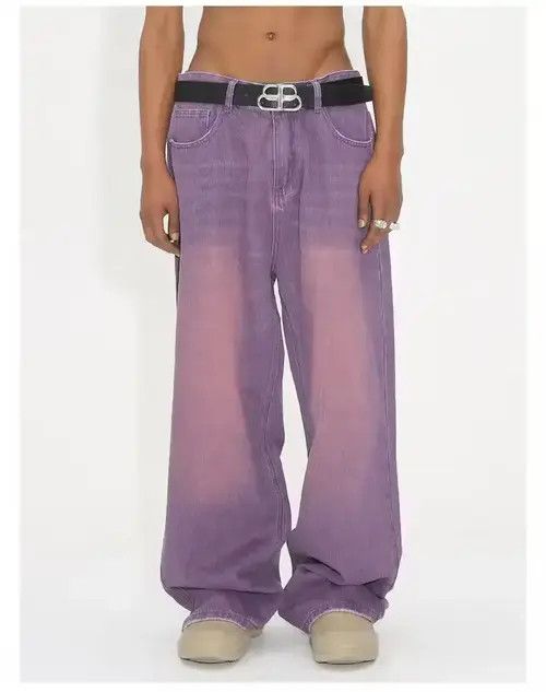 Jean baggy washed vintage y2k purple wide leg jeans Size US 28 / EU 44 - 4 Thumbnail