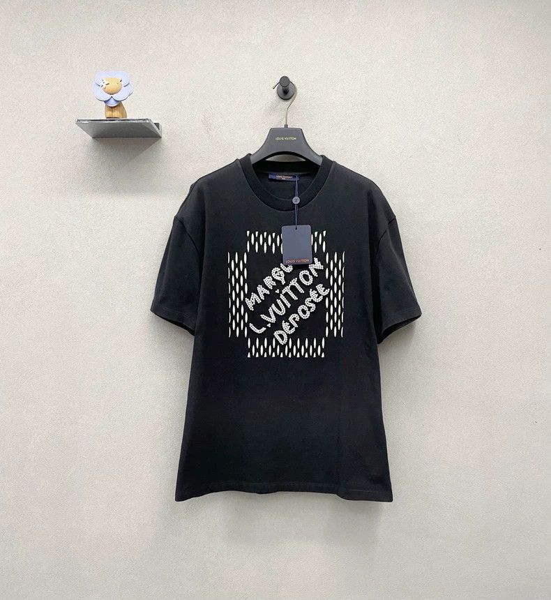 Louis Vuitton Monogrammed beaded embroidered crew neck shor
