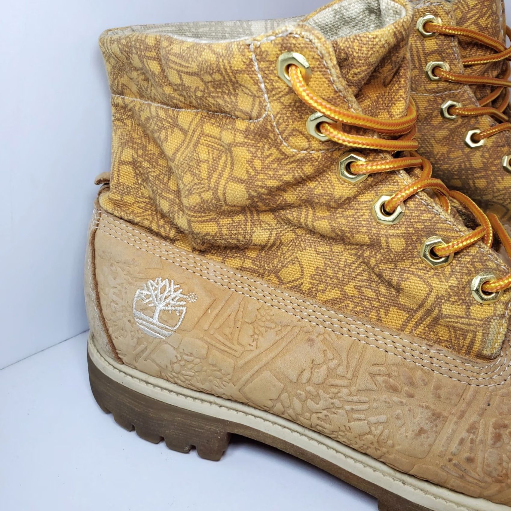 Timberland Timberland Mens Chukka Boot Lace Up Leather Upper Anti Fatigue Embossed Canvas 11.5 Tan Limited Edition Shoes Size US 12 / EU 45 - 4 Thumbnail