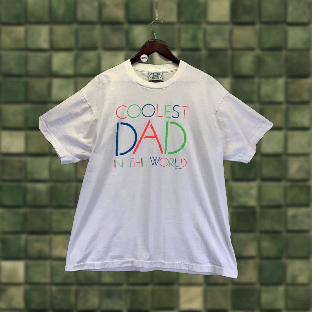 Vintage Vintage 1988 Coolest Dad In the World Single Stitch Mens T Shirt XL White Graphic Tee Mens XL-8106 Size US XL / EU 56 / 4 - 1 Thumbnail
