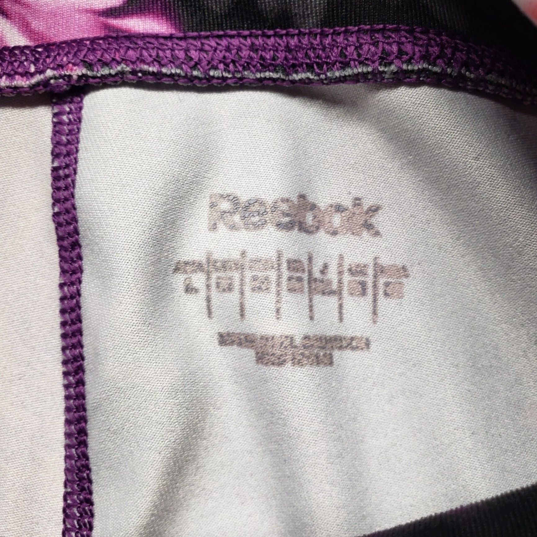 Reebok Reebok Leggings Women's L Purple Floral Athletic Pull On Elastic Waist Size L Activewear Size 36" / US 14 / IT 50 - 2 Thumbnail