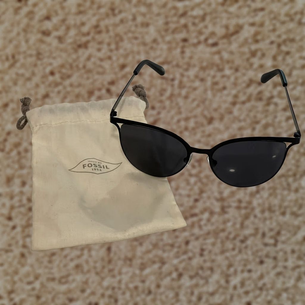 Fossil Fossil Sunglasses Aviator Cat Eye Black Metal 53-17-150 Women's Ladies Size ONE SIZE - 1 Thumbnail