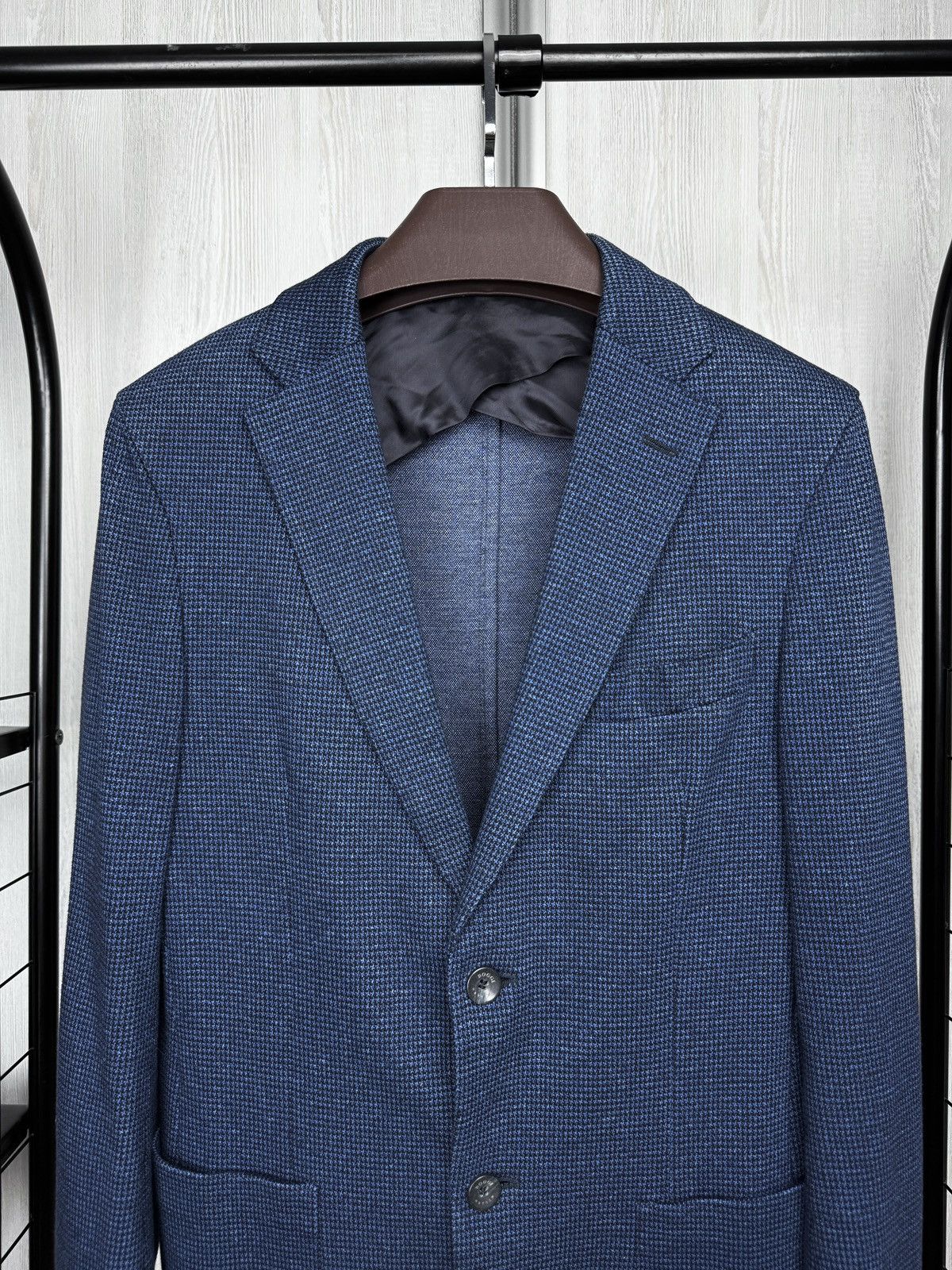 Boggi Boggi Milano Jersey Cotton Micro Houndstooth Pattern Blazer Size 36R - 3 Thumbnail
