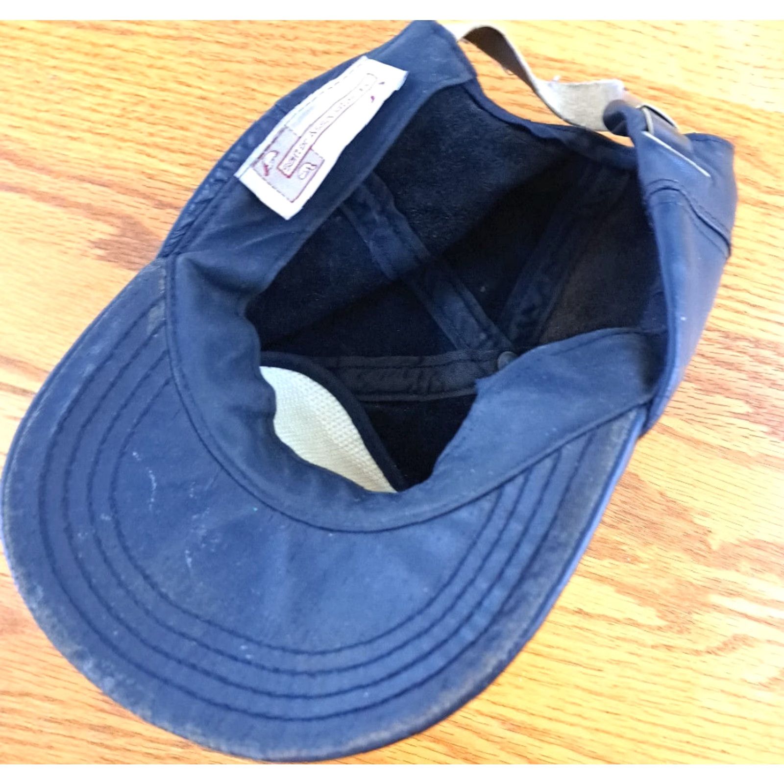 Vintage Seifter Associates Inc Baseball Cap Unisex Adults Leather Adjustable Black 80s Solid Pattern Vintage No Size ONE SIZE - 4 Thumbnail