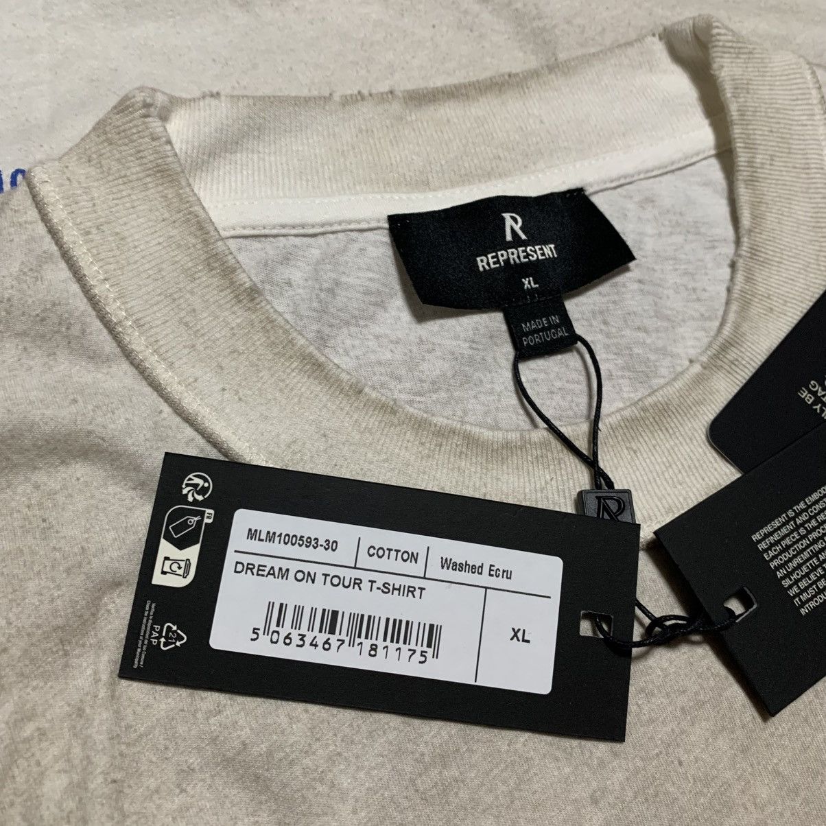 Represent Clo. Represent XL Dream On Tour Washed Ecru White Tee Size US XL / EU 56 / 4 - 5 Thumbnail
