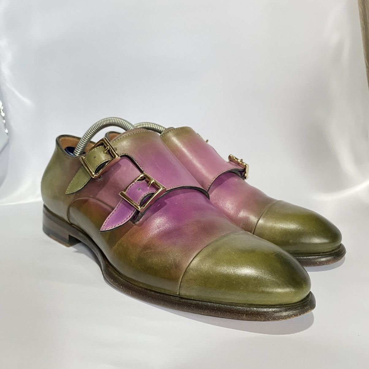 Santoni × Vintage Santoni Gradiend Double monk strap leather shoes Size US 5 / IT 35 - 3 Thumbnail