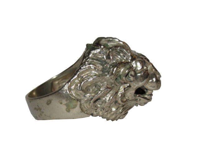 Designer Sterling Silver Plated Brass Etruscan Lion Profile Ring Size ONE SIZE - 2 Thumbnail