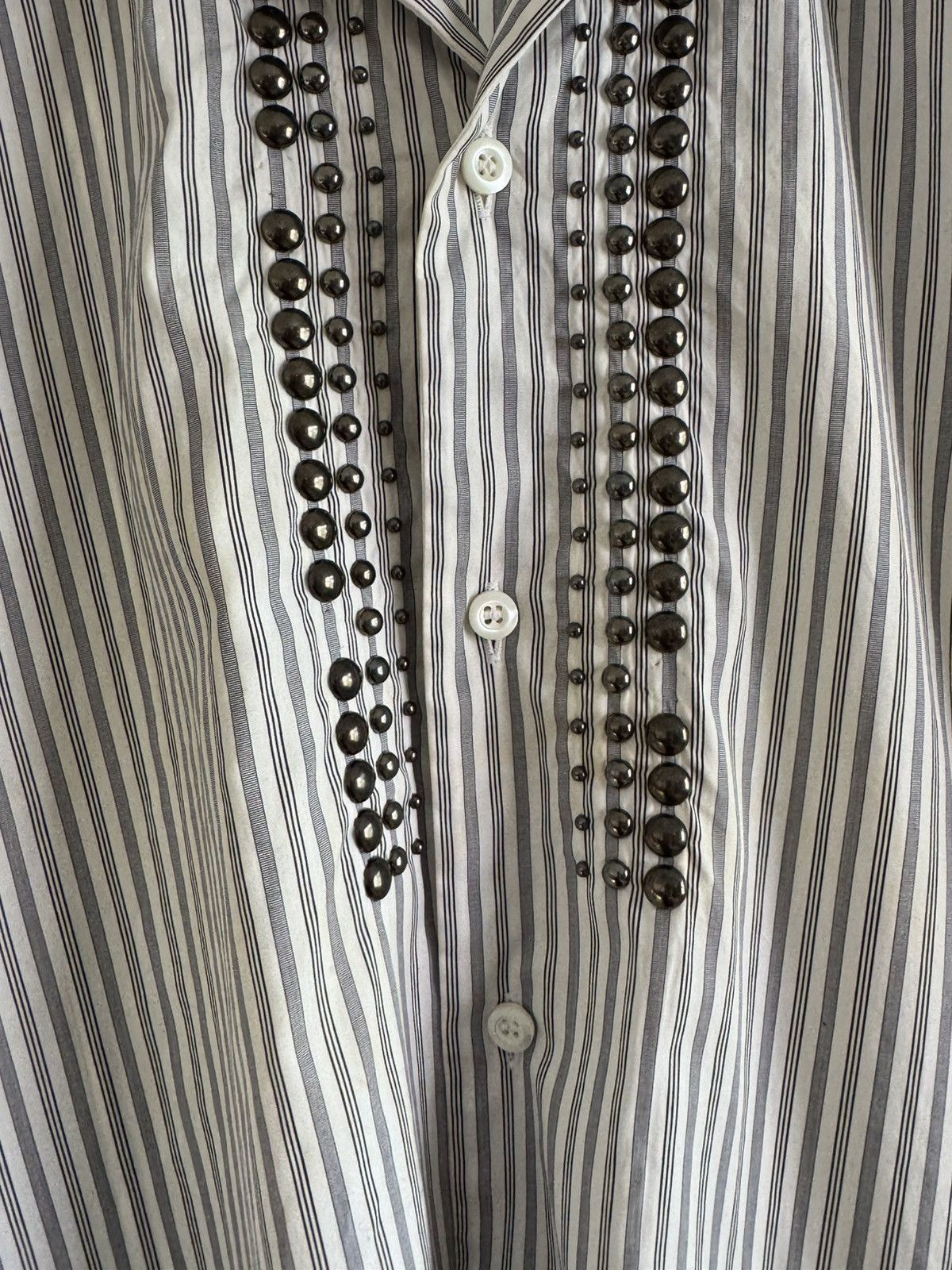 Prada Prada 2015 Runway Studded Collar Shirt Striped M Size US M / EU 48-50 / 2 - 3 Thumbnail