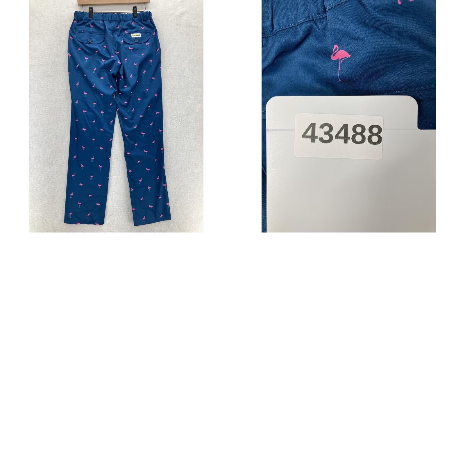 Vintage Tipsy Elves Mens Golf Pants Flamingo Print Navy Blue Flat Front 30in Inseam Stretch Pockets XS? Size US 31 - 9 Thumbnail