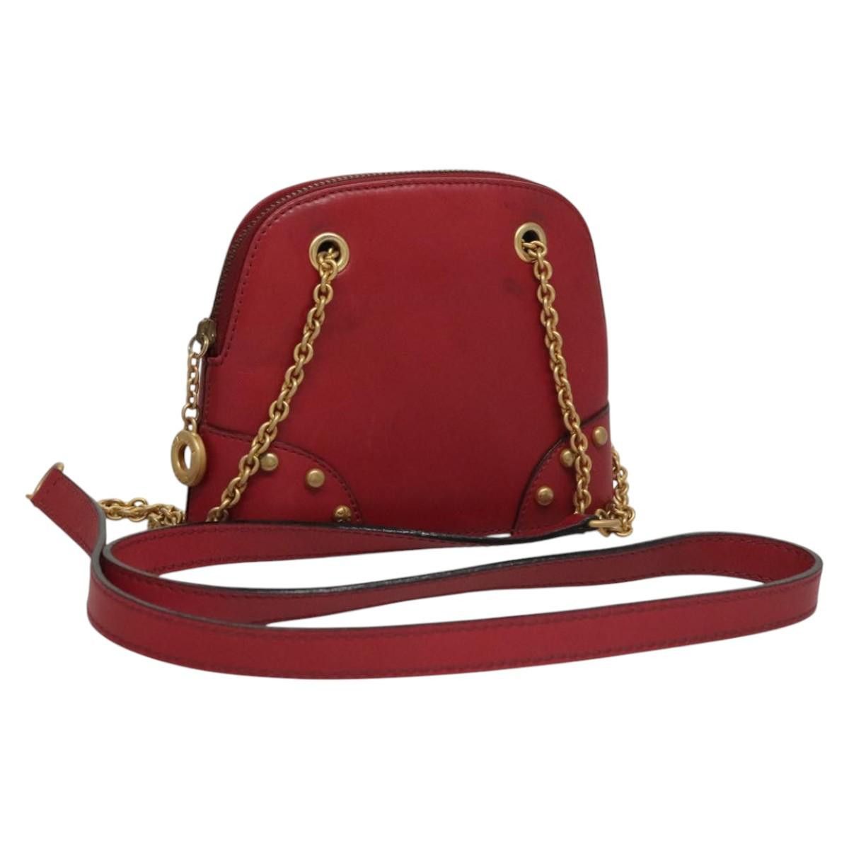 Celine CELINE Chain Shoulder Bag Leather Red Gold Size ONE SIZE - 1 Thumbnail