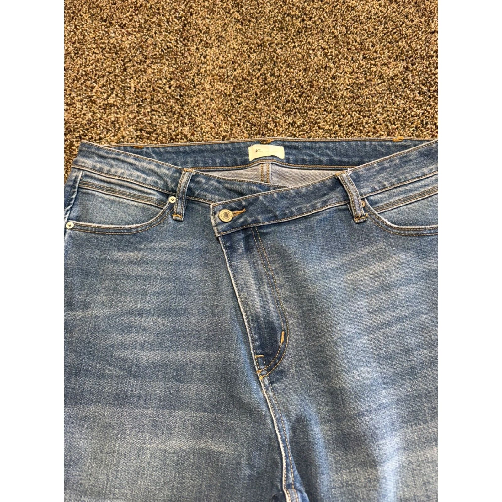 Vintage Kancan Jeans Women 16W Blue Denim Straight Raw Hem Stretch 16 Regular Size 16W Women's Jeans Denim Stretch Straight Blue 16W Women Size 38" / US 16 / IT 52 - 2 Thumbnail