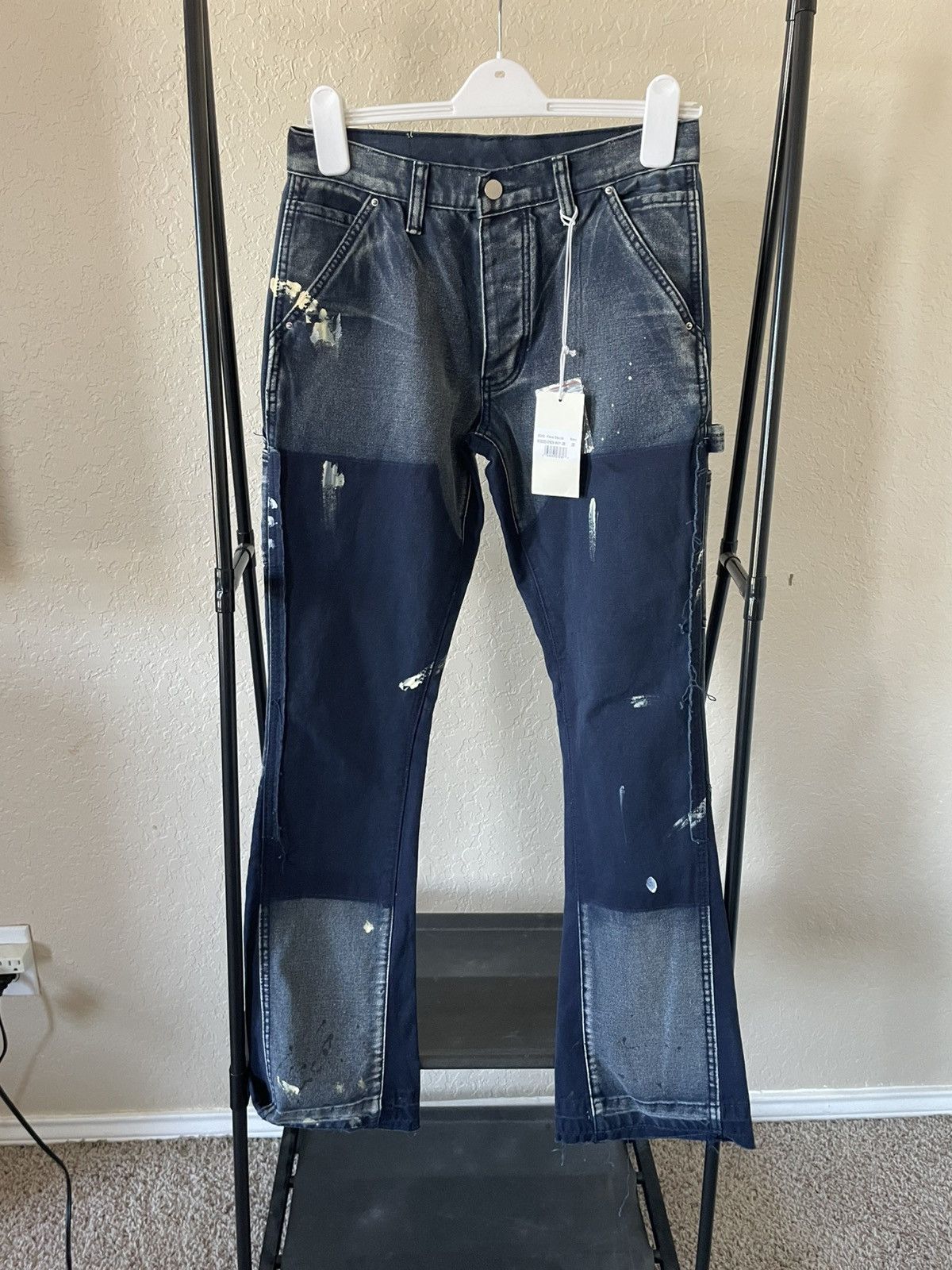 MNML Flare Denim Cargos w/ paint splash nwt Size US 28 / EU 44 - 1 Thumbnail
