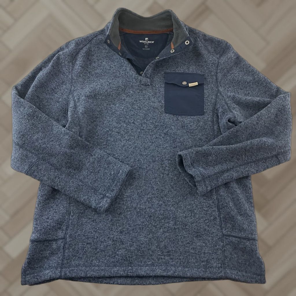 Vintage Woolrich Jacket Fleece Woolrich Pullover Blue Large Men Size US L / EU 52-54 / 3 - 1 Thumbnail