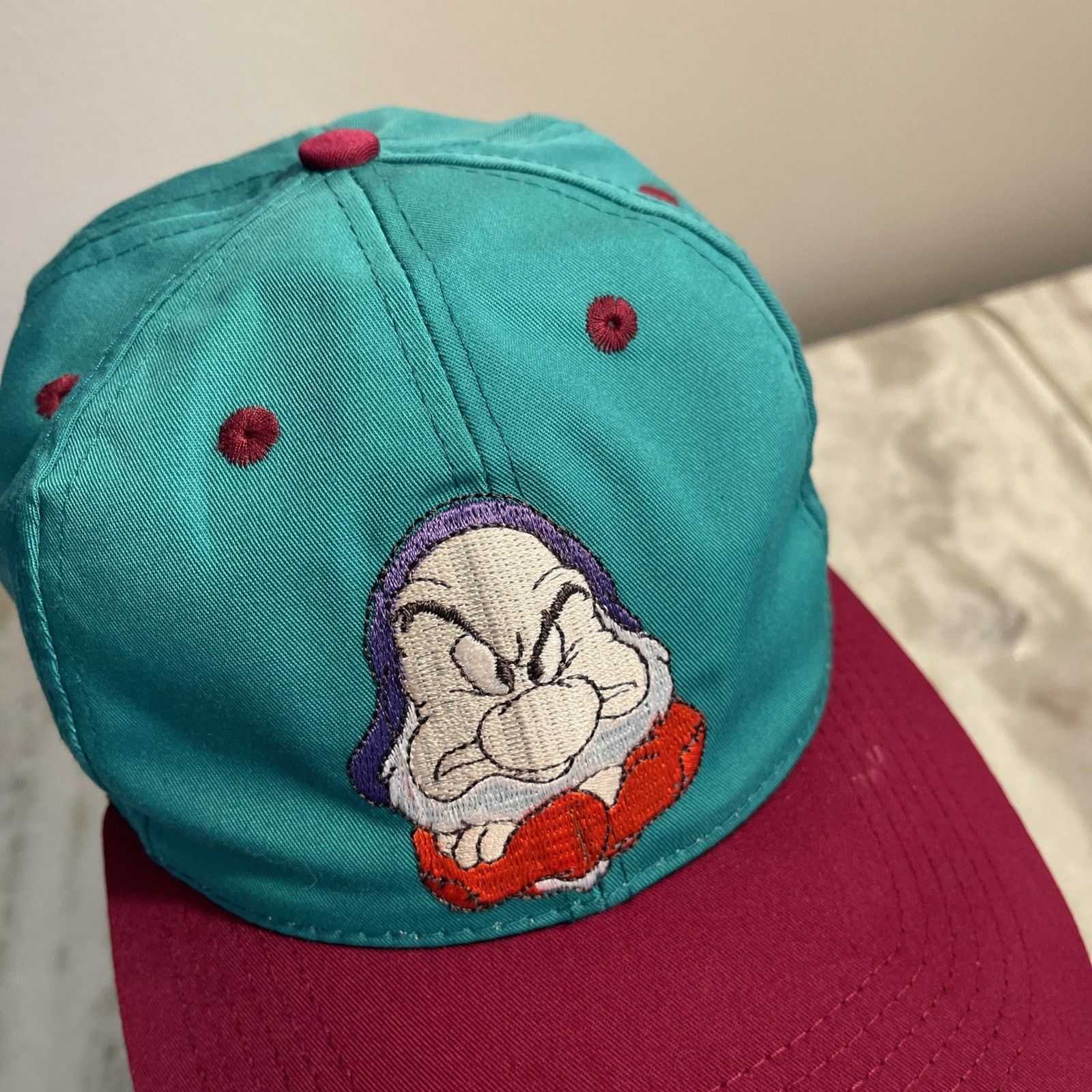 Disney Vtg Disney Hat Grumpy Snow White Dwarves Snapback Blockhead Size ONE SIZE - 2 Thumbnail