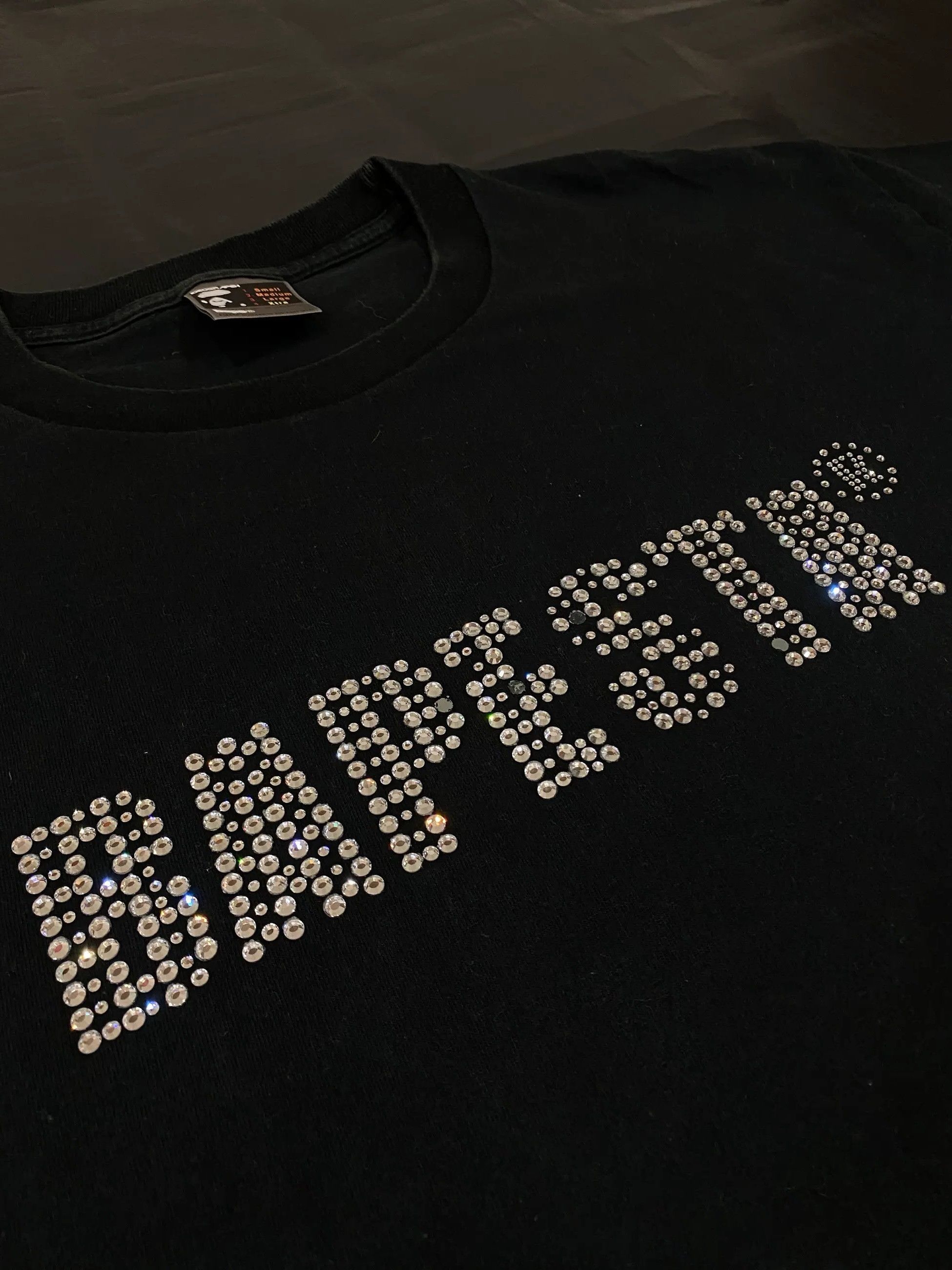 Pre-owned Bape Rhinestone Sta Tee In Black