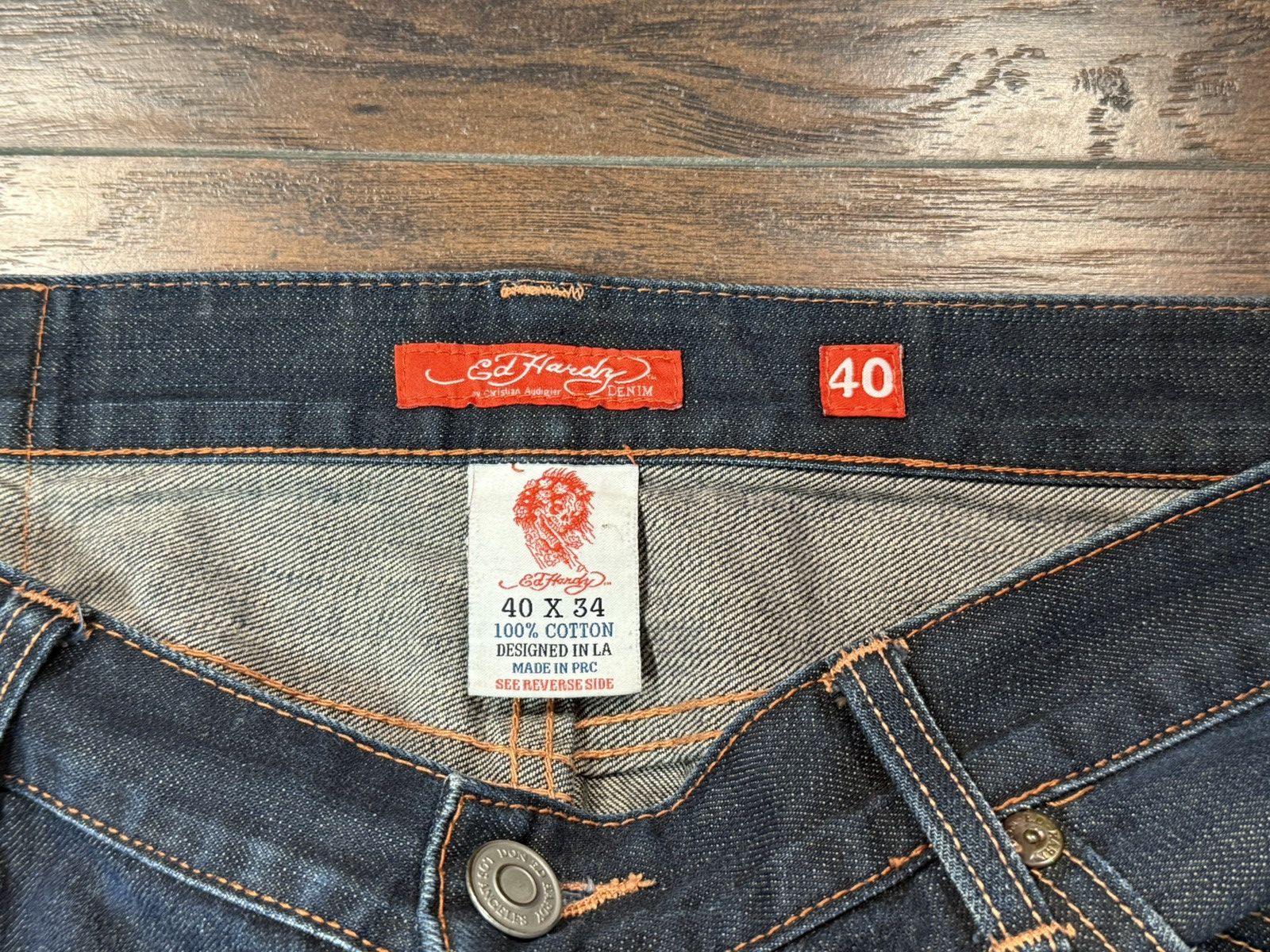 Ed Hardy Ed Hardy Jeans Embroidered Denim Relaxed Skull 40x34 Size US 40 / EU 56 - 18 Thumbnail