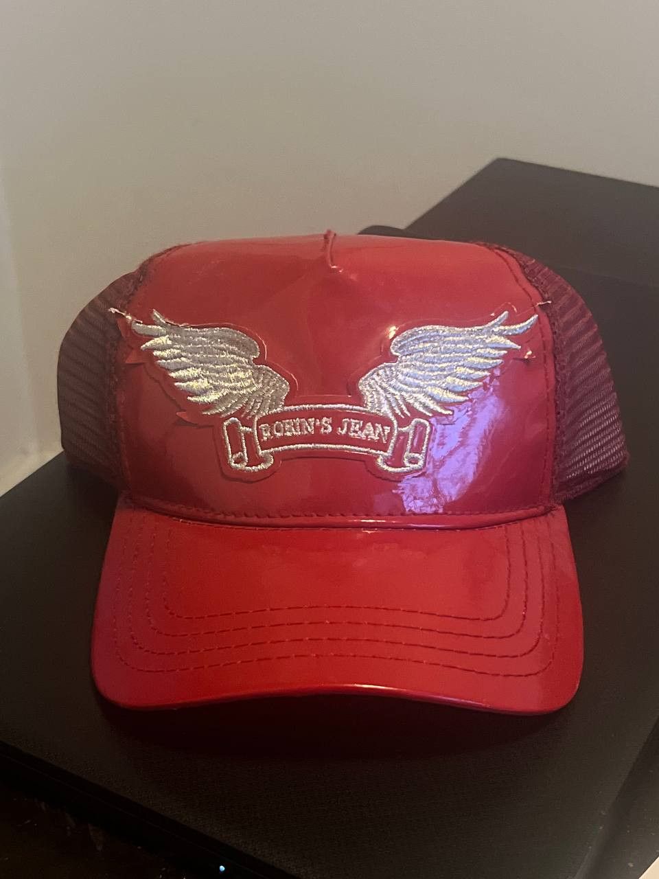 Robins Jeans Robins Jean Patent Leather Hat Cap Red Silver Rare Size ONE SIZE - 1 Preview