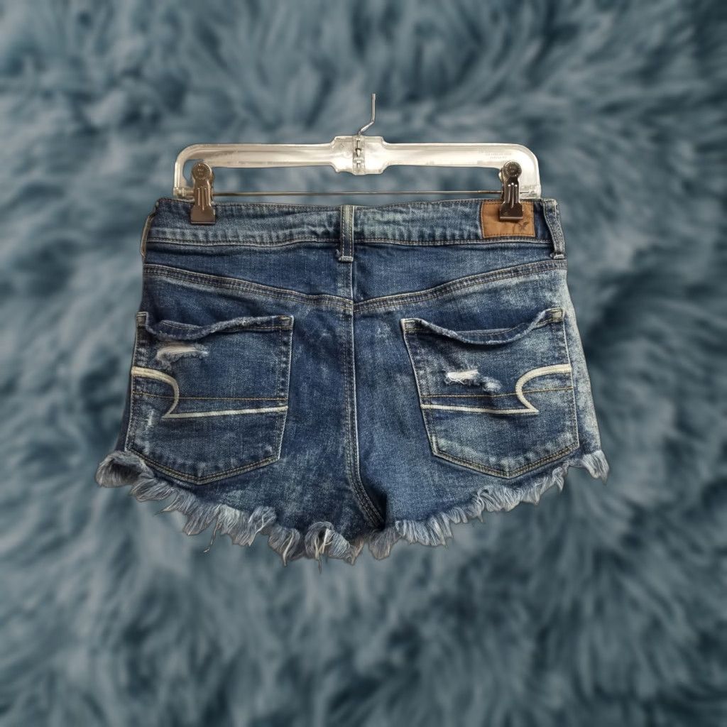 Vintage American Eagle Distressed Look Denim Blue Jean Shorts Women 8 Cut-Off Denim Summer Blue Flower Pattern Solid Size 8 Mens? Wait no. Size 30" / US 8 / IT 44 - 1 Thumbnail