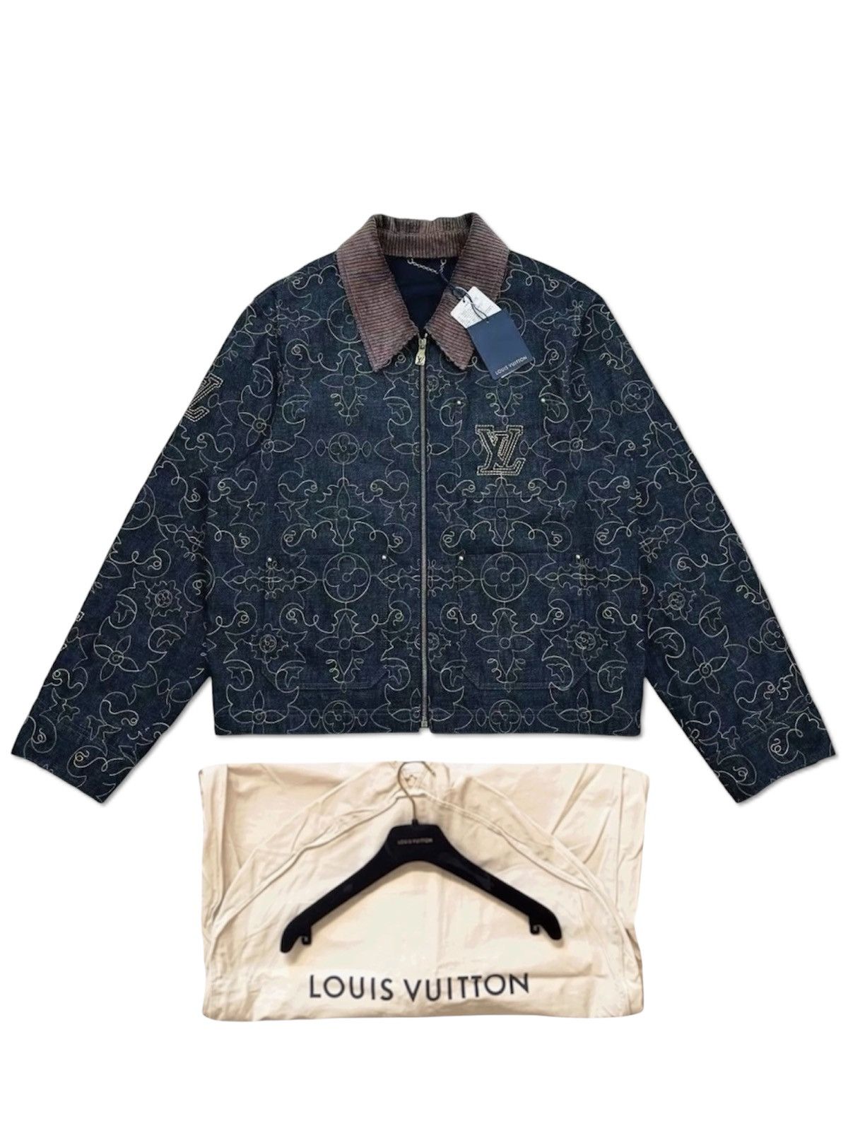 Louis Vuitton Louis Vuitton 54 Embroidered Monogram Denim Workwear Jacket Size US L / EU 52-54 / 3 - 1 Thumbnail