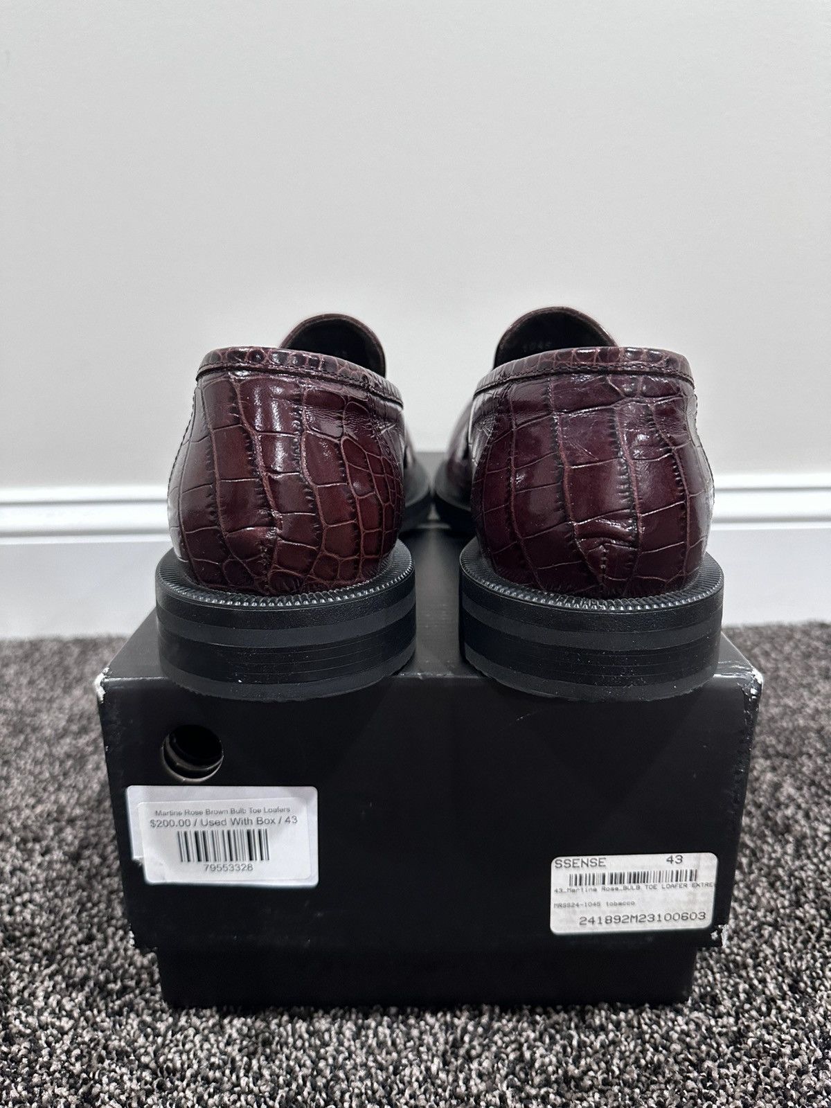 Martine Rose Brown Bulb Toe Croc Leather Loafers Shoes Martine Rose - Brown Bulb Toe Buckle Loafers main image 3