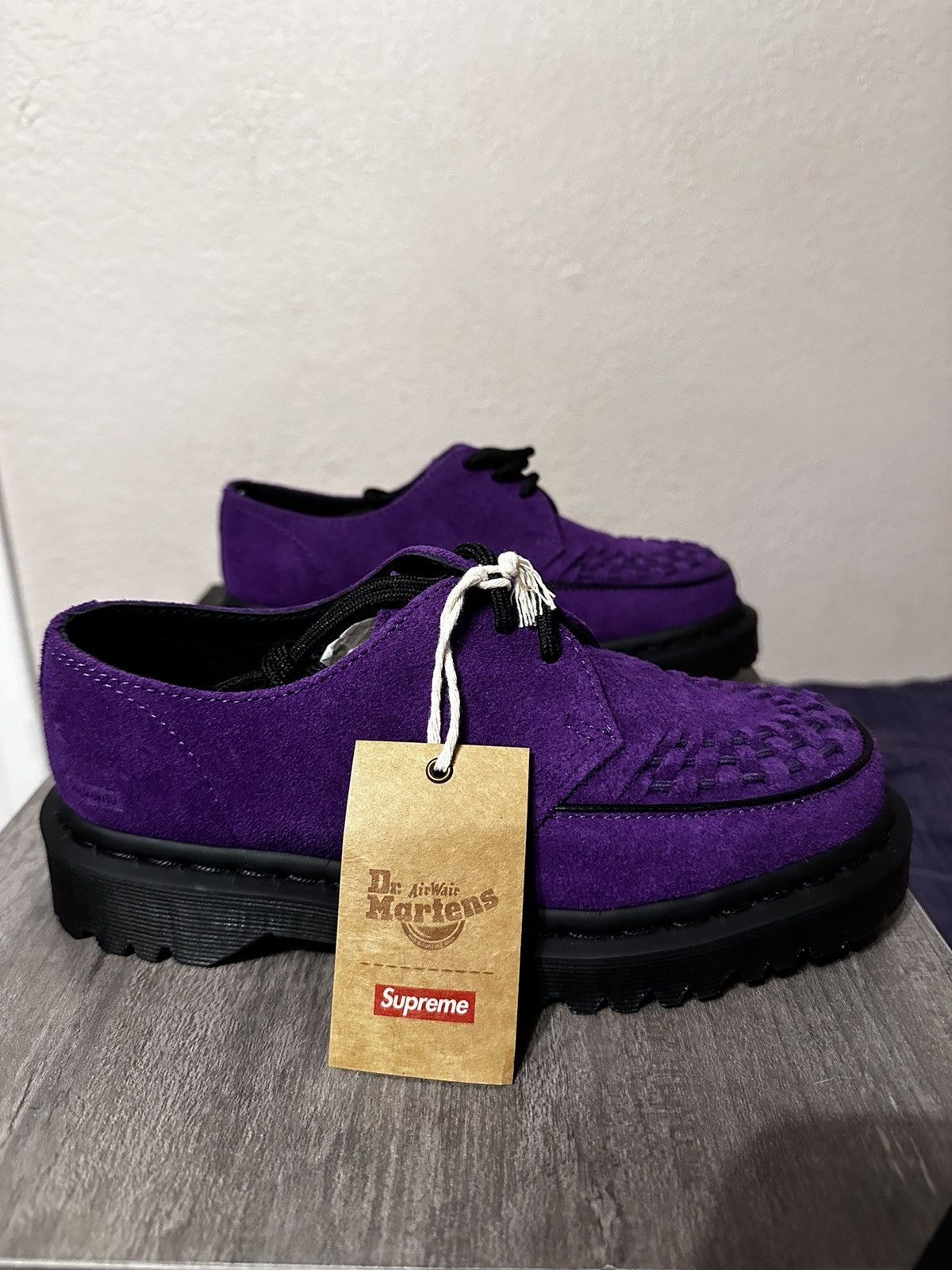image of Dr Martens x Supreme Dr Marten X Supreme Ramsey Creeper Shoes in Purple, Men's (Size 5)