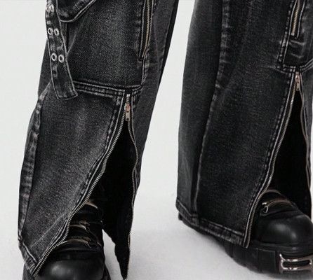 Japanese Brand Streetwear work jeans heavy duty zipper wide leg jeans Size US 37 - 4 Thumbnail