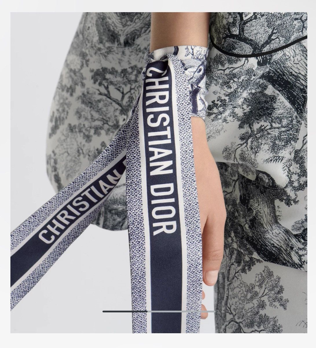 Dior Authentic Dior New Navy & Ivory Toile Mitzah Twilly / Scarf Size ONE SIZE - 2 Thumbnail
