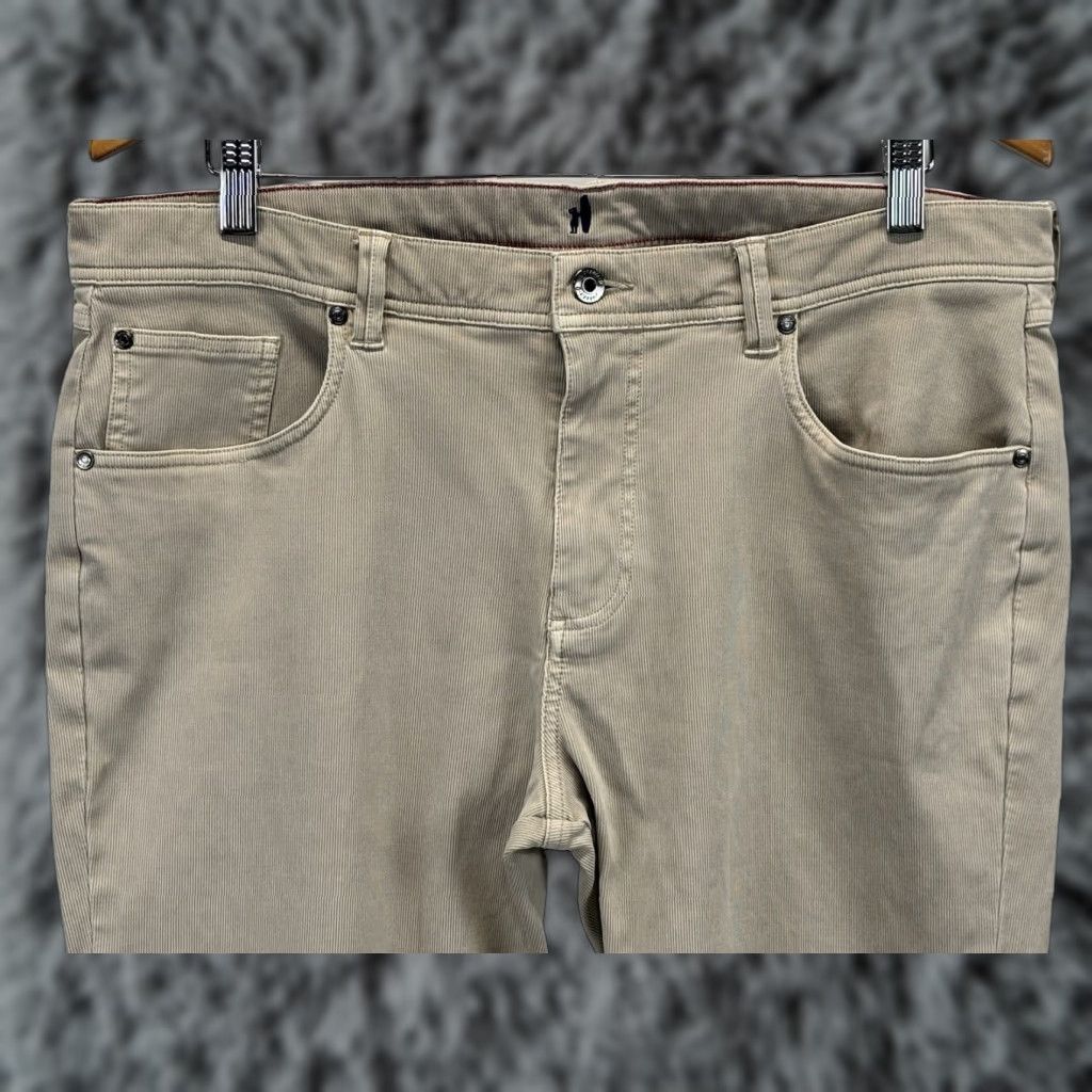 johnnie-O Johnnie O Pants 5-Pocket Corduroy Khaki Mens 36 Regular Flat Front Zip 28 Inseam Logo Comfort Size US 36 / EU 52 - 1 Thumbnail