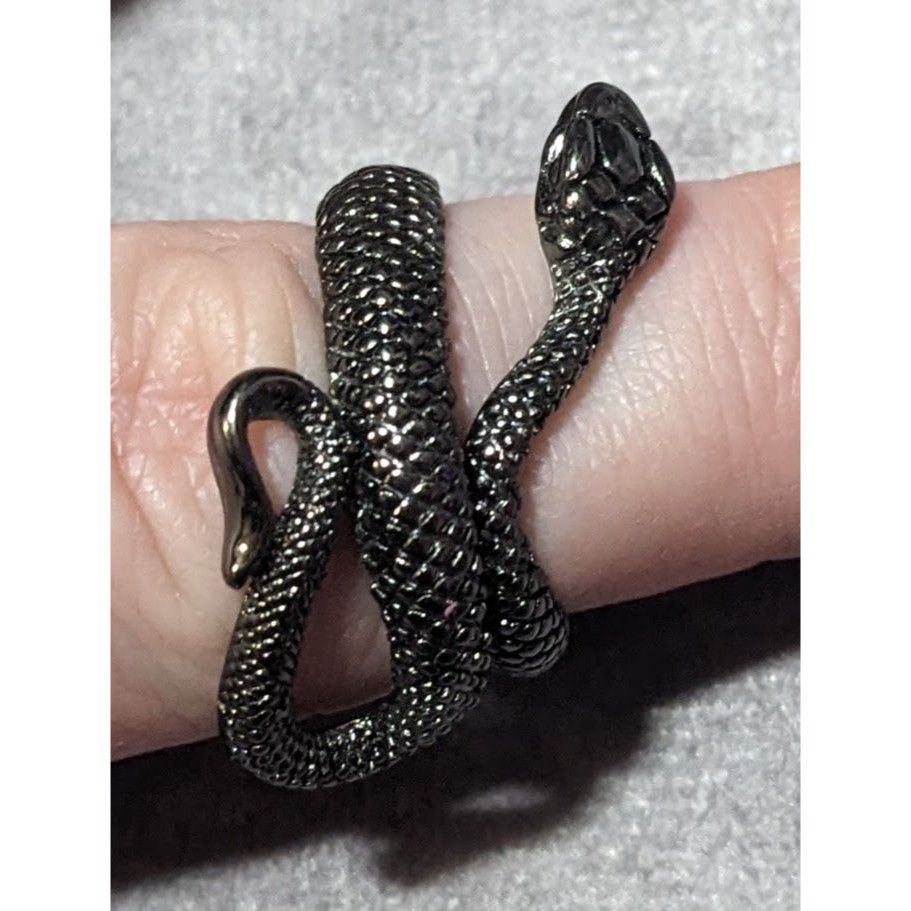 Other Gothic Gunmetal Tone Textured Snake Ring Size 5 1/2 Size ONE SIZE - 11 Thumbnail