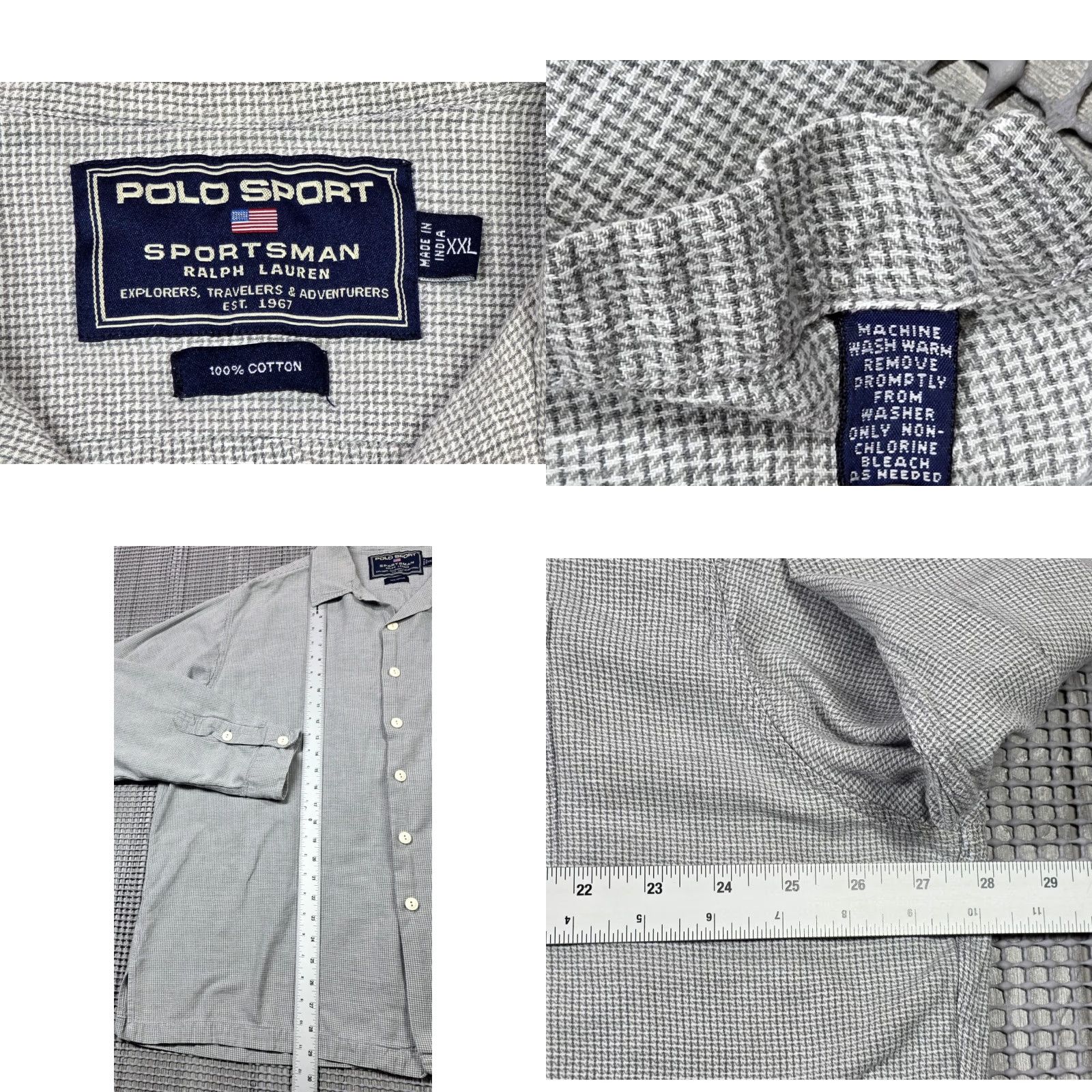 Polo Ralph Lauren VTG Polo Ralph Lauren Sportsman Men Gray Basket Weave Camp Loop Collar Shirt XL 90s Polo Ralph Lauren Sportsman Mens Button-Up Size US XL / EU 56 / 4 - 8 Thumbnail