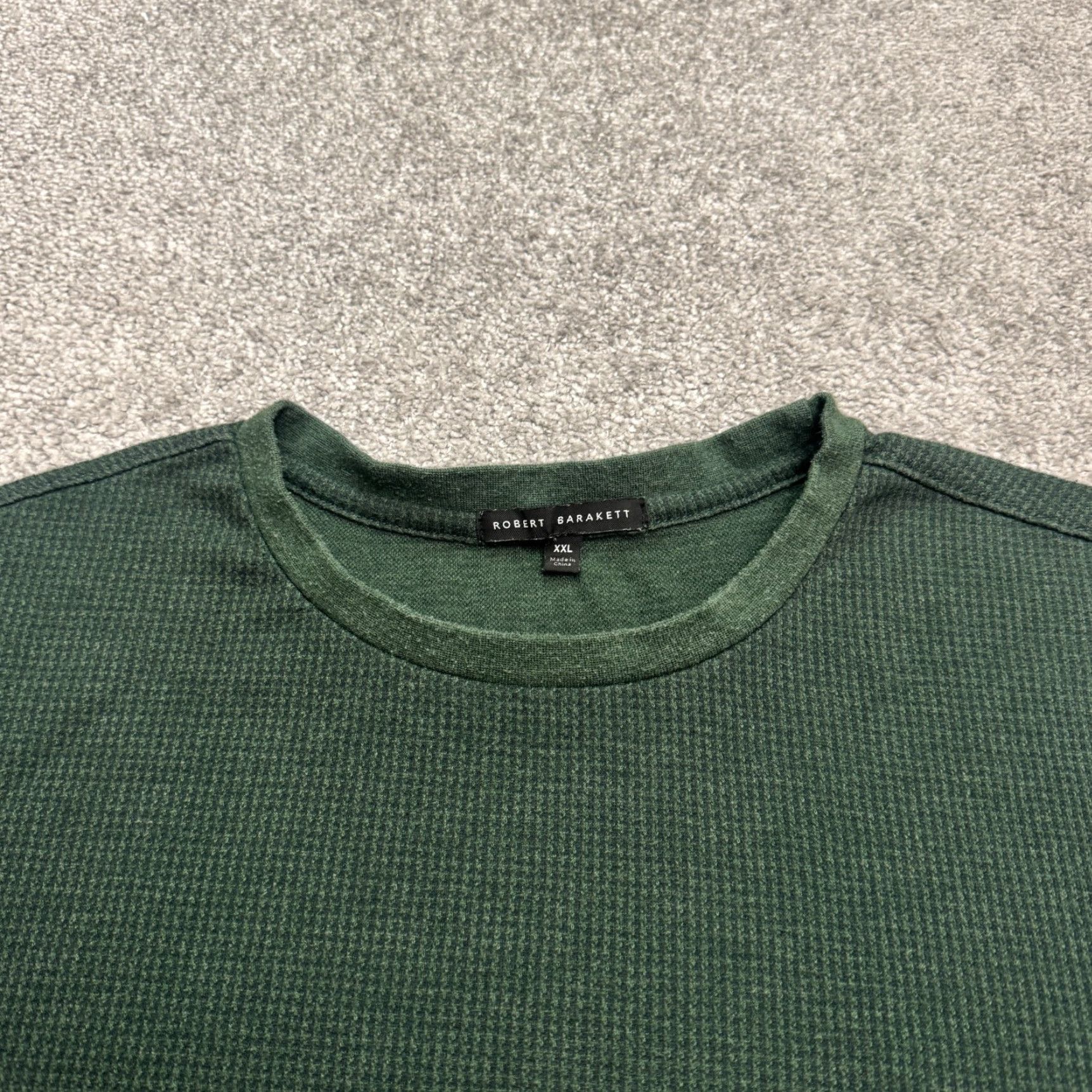 Vintage Robert Barakett Cavendish Waffle Knit Thermal Pullover Sweater Mens 2XL Green Knit Style Pullover Casual Smart Casual Classic | Men | Regular Fit Size US XXL / EU 58 / 5 - 3 Thumbnail