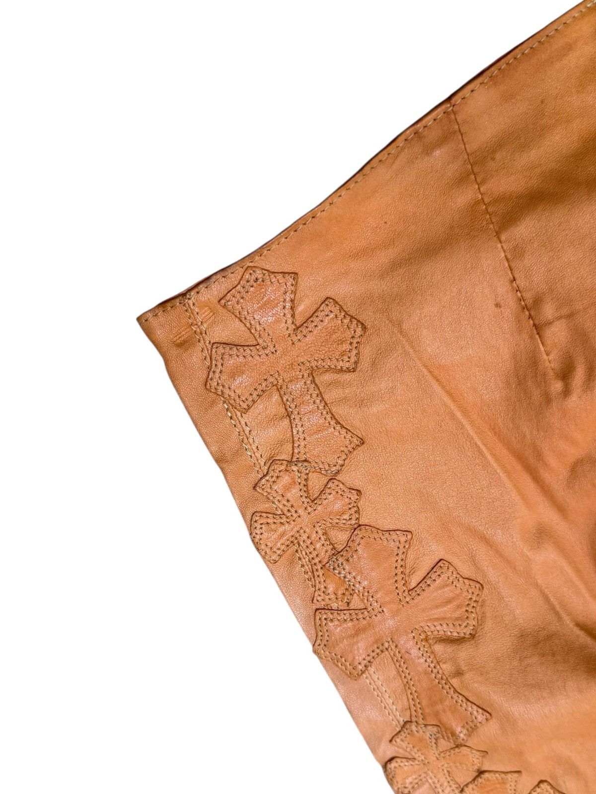 Chrome Hearts Chrome Hearts Orange Cross Flooded Leather Pants Size 26" / US 2 / IT 38 - 3 Thumbnail