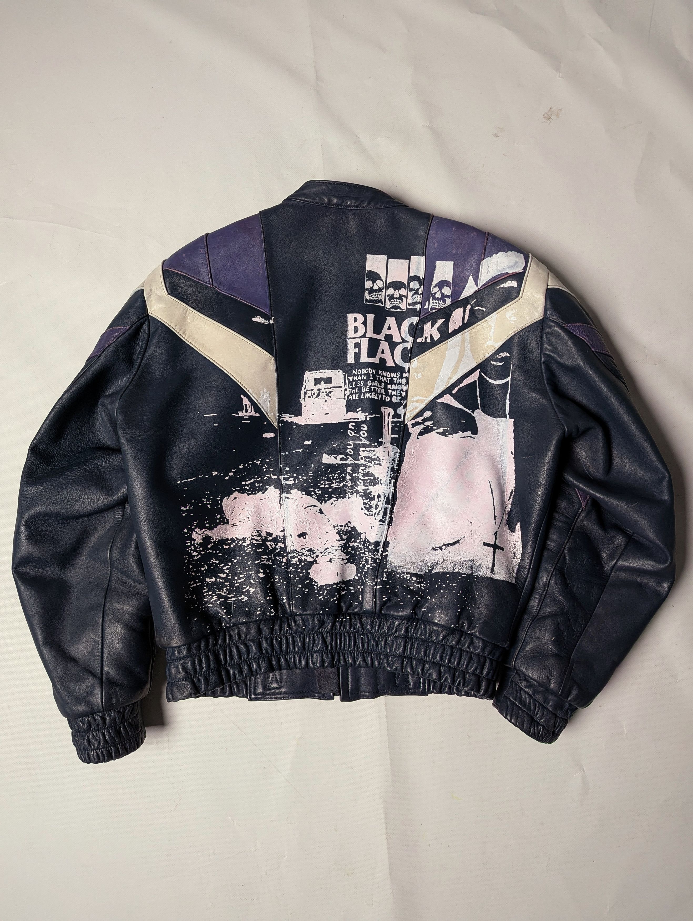 Leather 90s IXS Flame Details Handprinted Leather Bomber Jacket Size US M / EU 48-50 / 2 - 4 Thumbnail