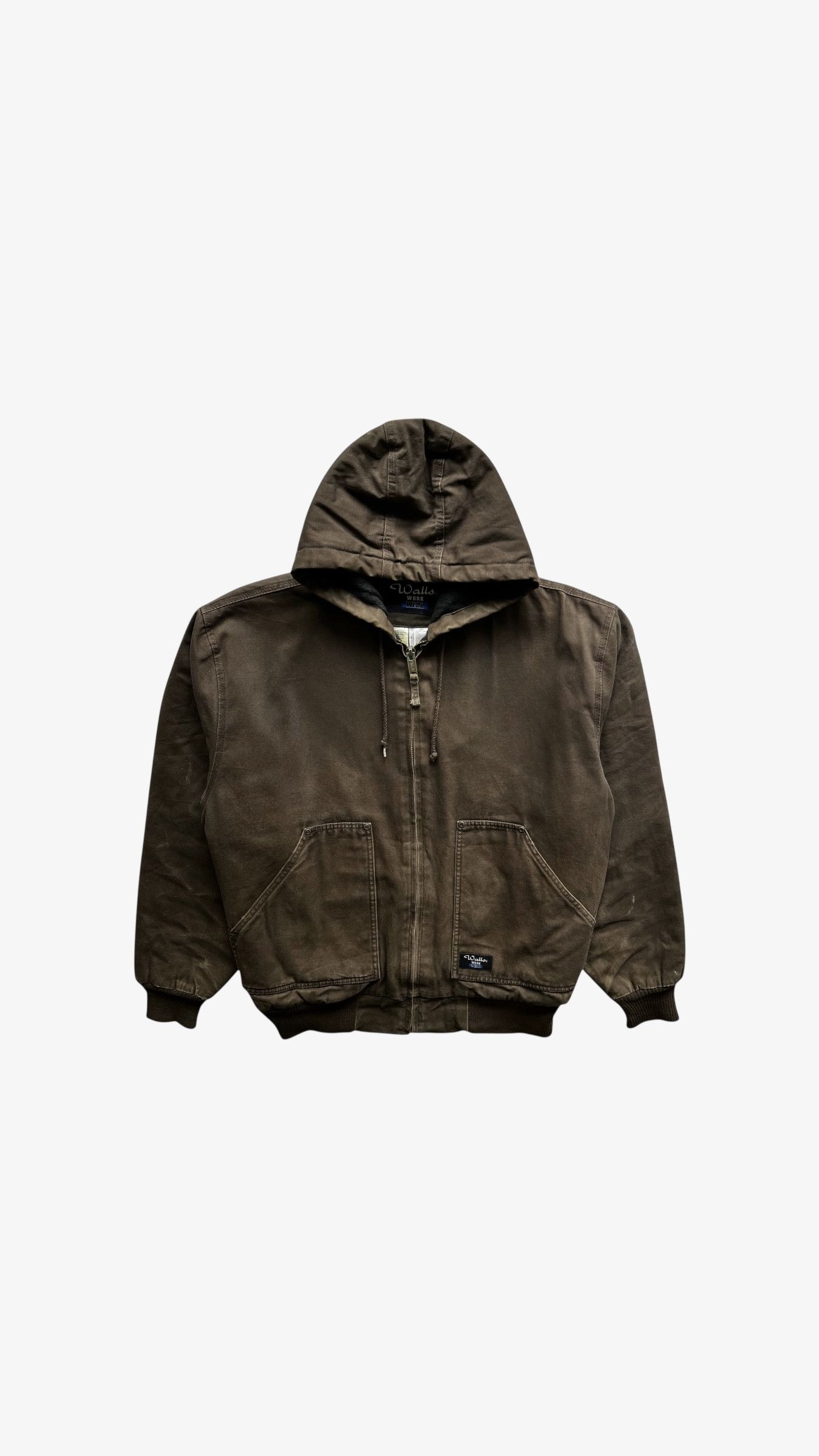 Walls Vintage 90s Men's Walls Brown Hooded Workwear Jacket Size US XL / EU 56 / 4 - 1 Thumbnail