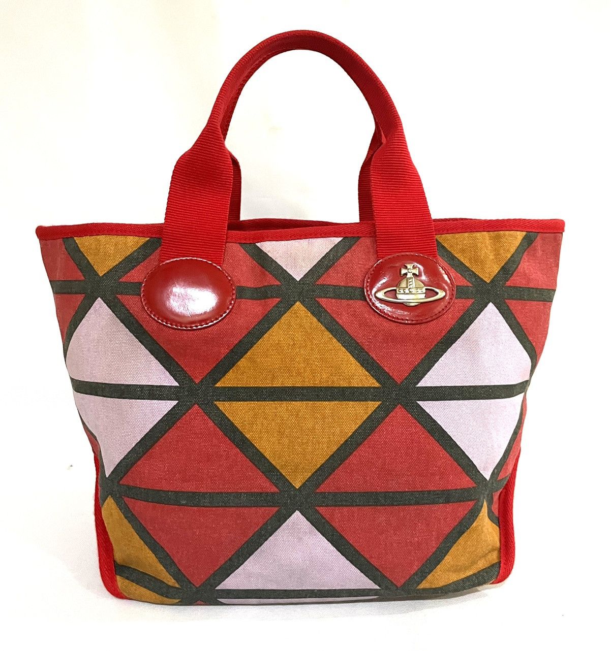 Vivienne Westwood Geometric Canvas Orb Tote Bag in Red, Women's