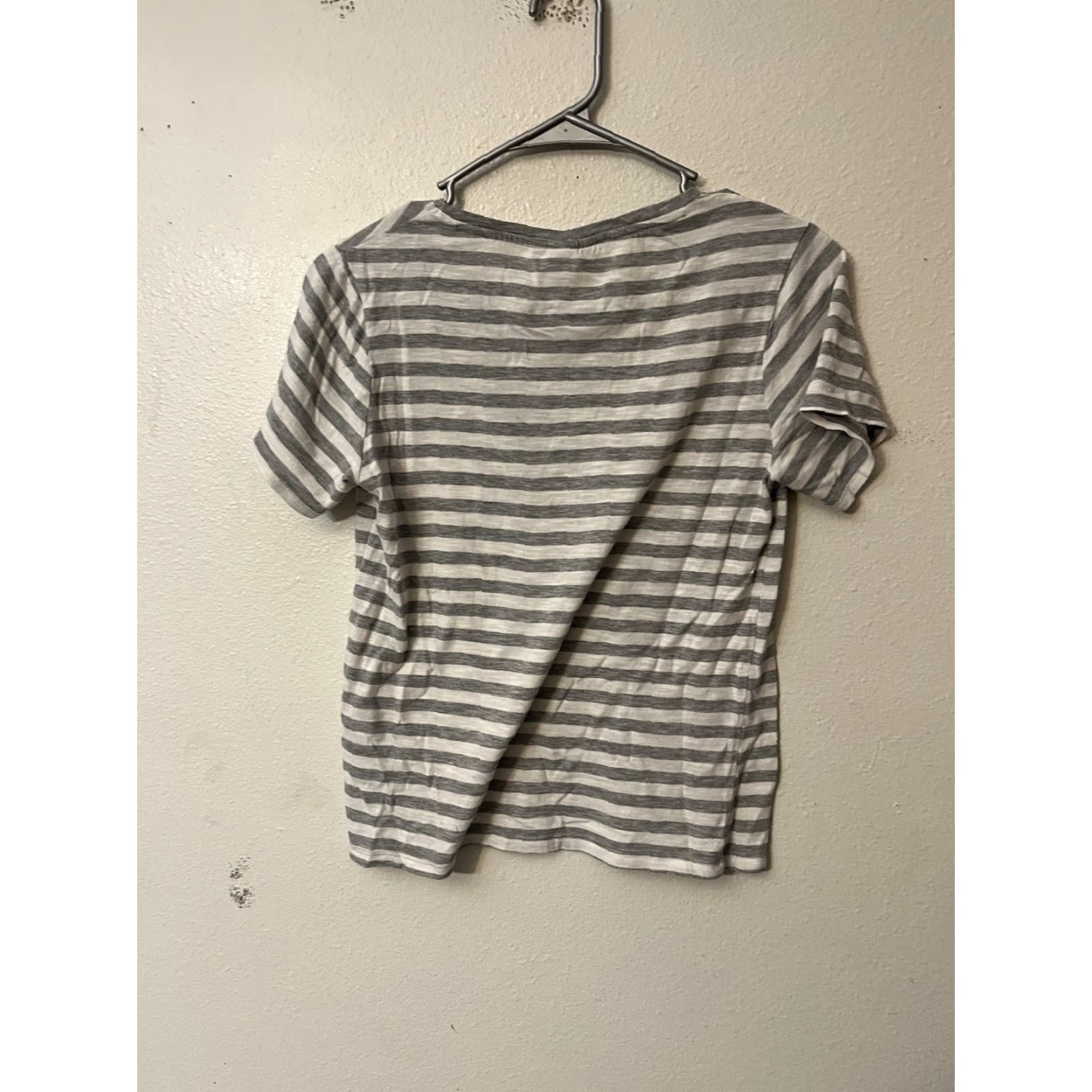 H&M H&M White Striped Top Women XS Cotton Blend Short Sleeve T-Shirt Gray White Jersey Logo Basic Classic All Seasons Casual Womens XS Shirt Size XS / US 0-2 / IT 36-38 - 2 Thumbnail