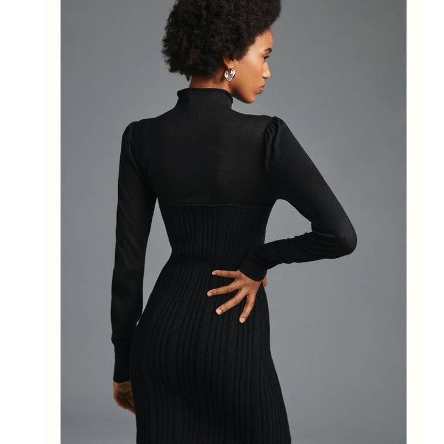 Anthropologie New By Anthropologie Turtleneck Sweater Dress $160 LARGE Size L / US 10 / IT 46 - 3 Thumbnail