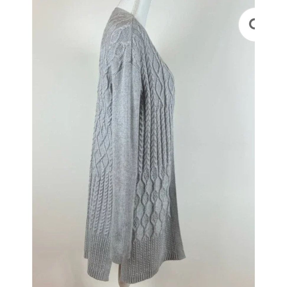 Chicos Chico's Wool Cashmere Blend Grey Cable Knit Cardigan - L Size L / US 10 / IT 46 - 3 Thumbnail