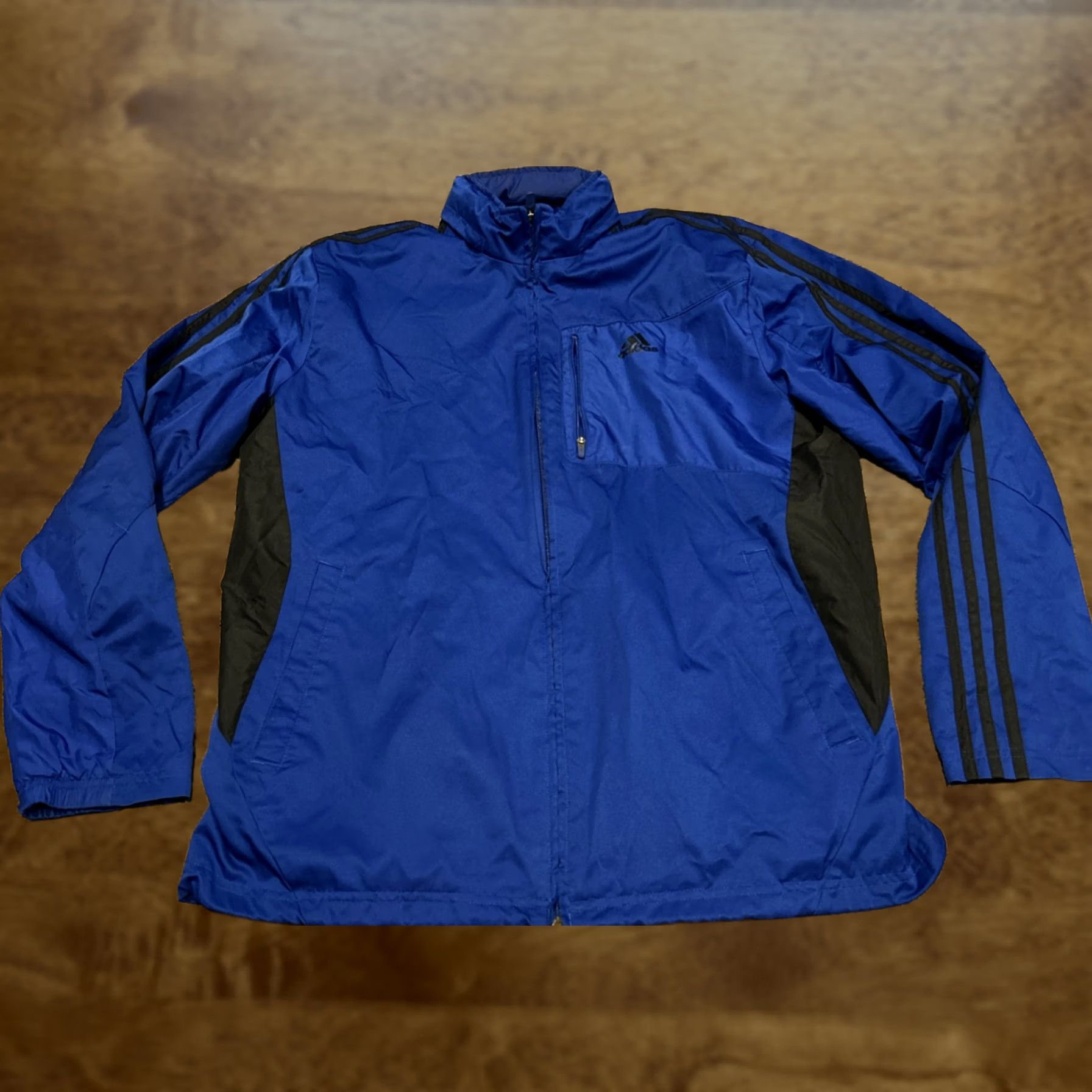 Adidas Adidas Men’s L Softshell Hooded Track Jacket Blue Polyester Full Zip Jacket Mens L Blue Athletic Running & Jogging Size US L / EU 52-54 / 3 - 1 Thumbnail