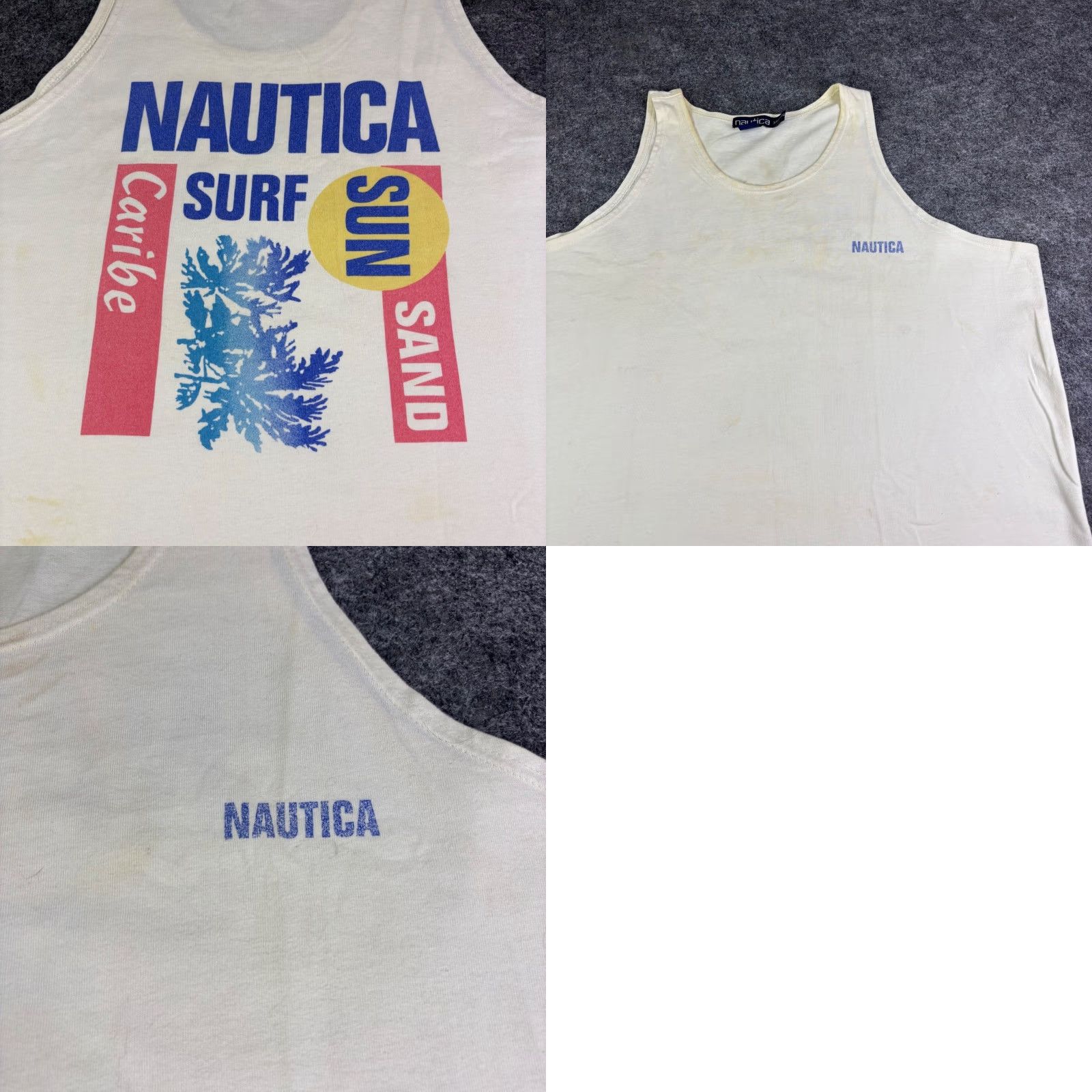 Nautica VINTAGE Nautica Tank Top Mens Sleeveless White Graphic Surf Beach 2XL Crew Neck Cotton Size US XXL / EU 58 / 5 - 8 Thumbnail