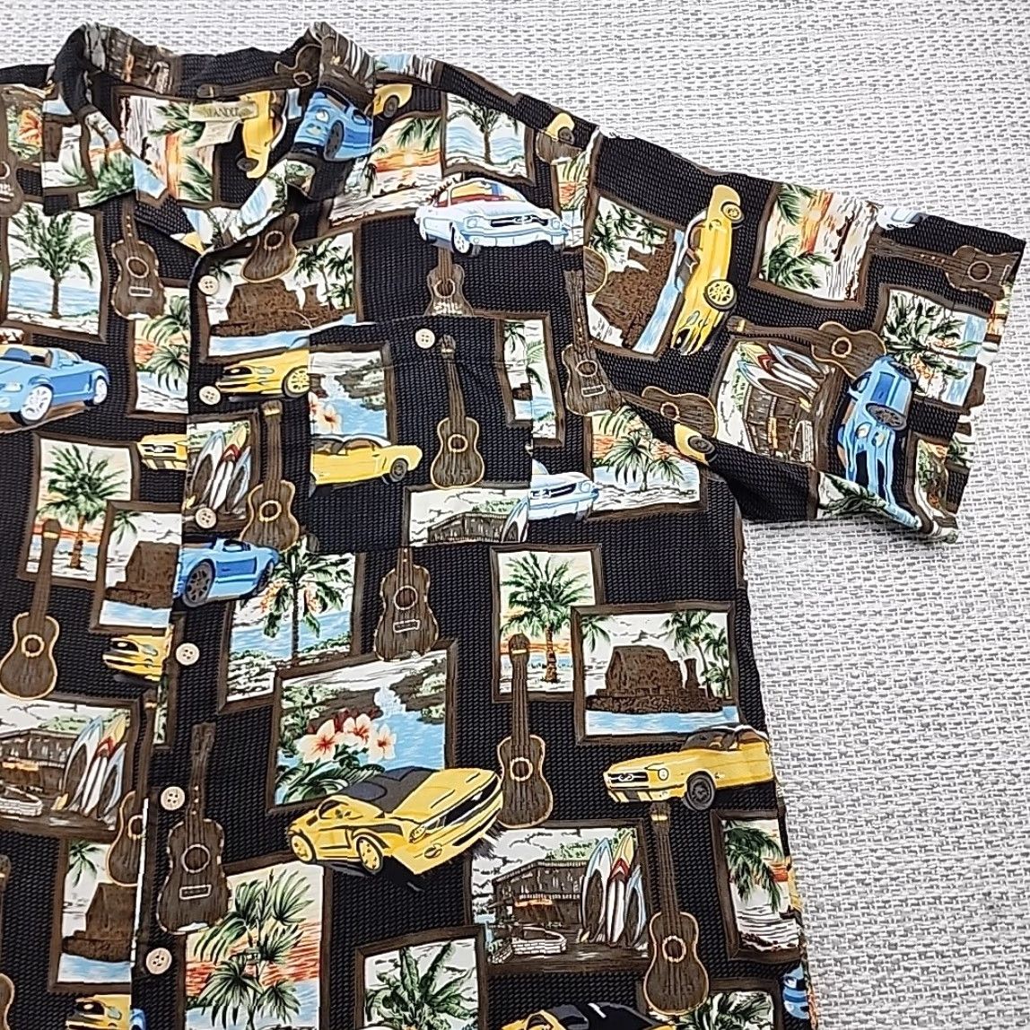 Vintage VINTAGE Islander Hawaiian Shirt Mens 2XL Button Up Palm Guitars Cars 100% Rayon Size US XXL / EU 58 / 5 - 2 Thumbnail