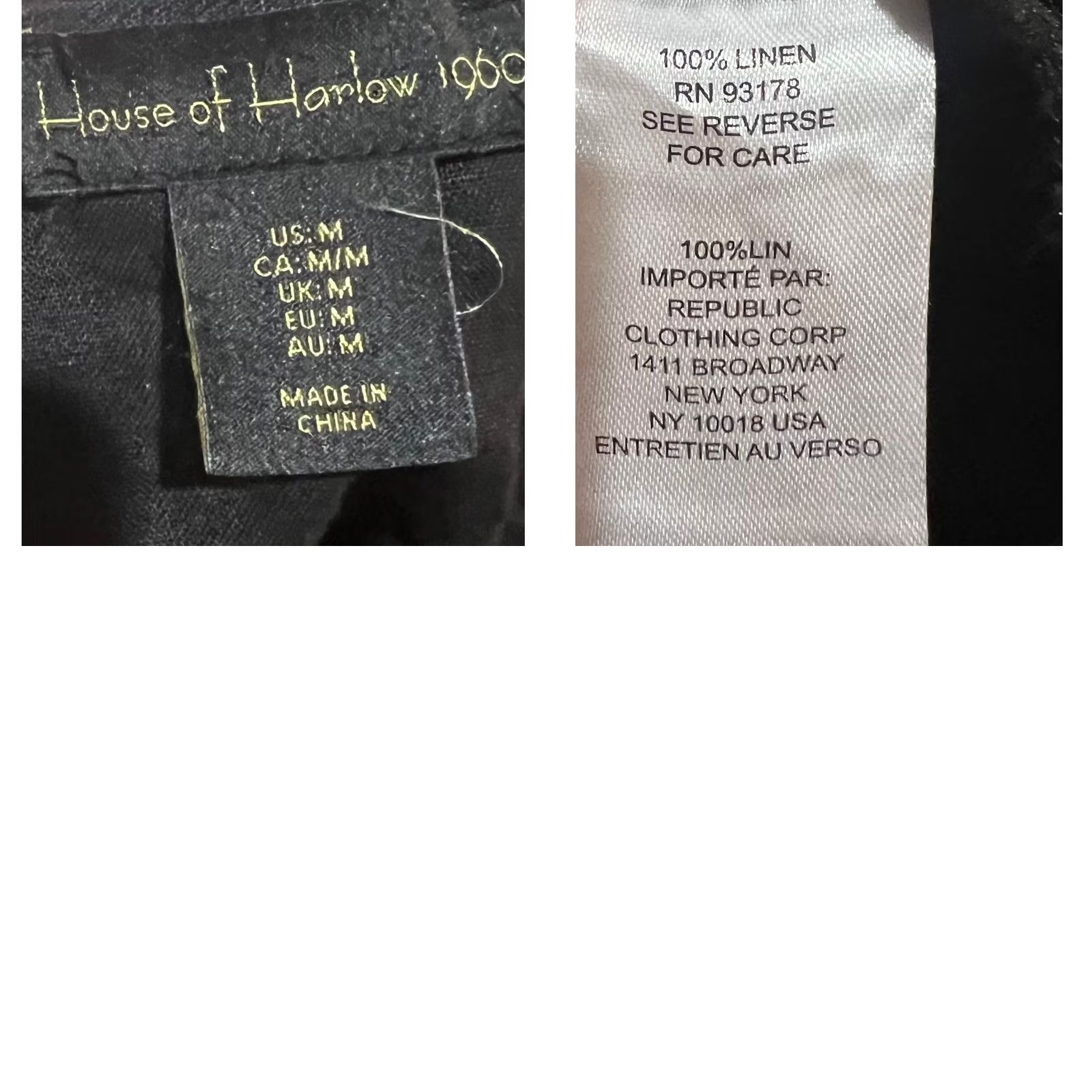 Vintage House of Harlow 1960 Blouse Women's Linen Top Black Square Neck Short Sleeve M Cropped Beach Classic Designer Womens Size M / US 6-8 / IT 42-44 - 8 Thumbnail
